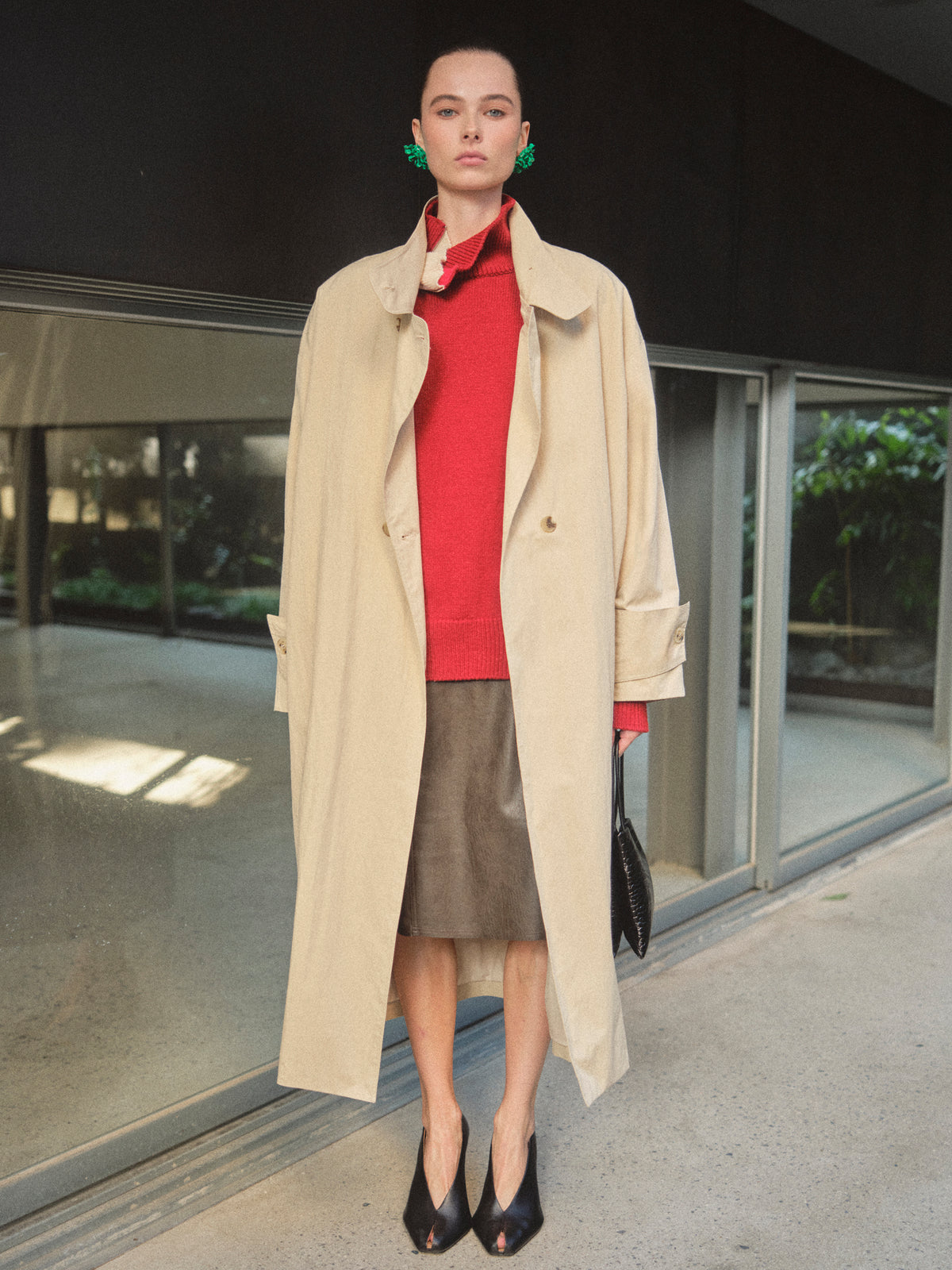 Irvin Voluminous Car Coat, Beige
