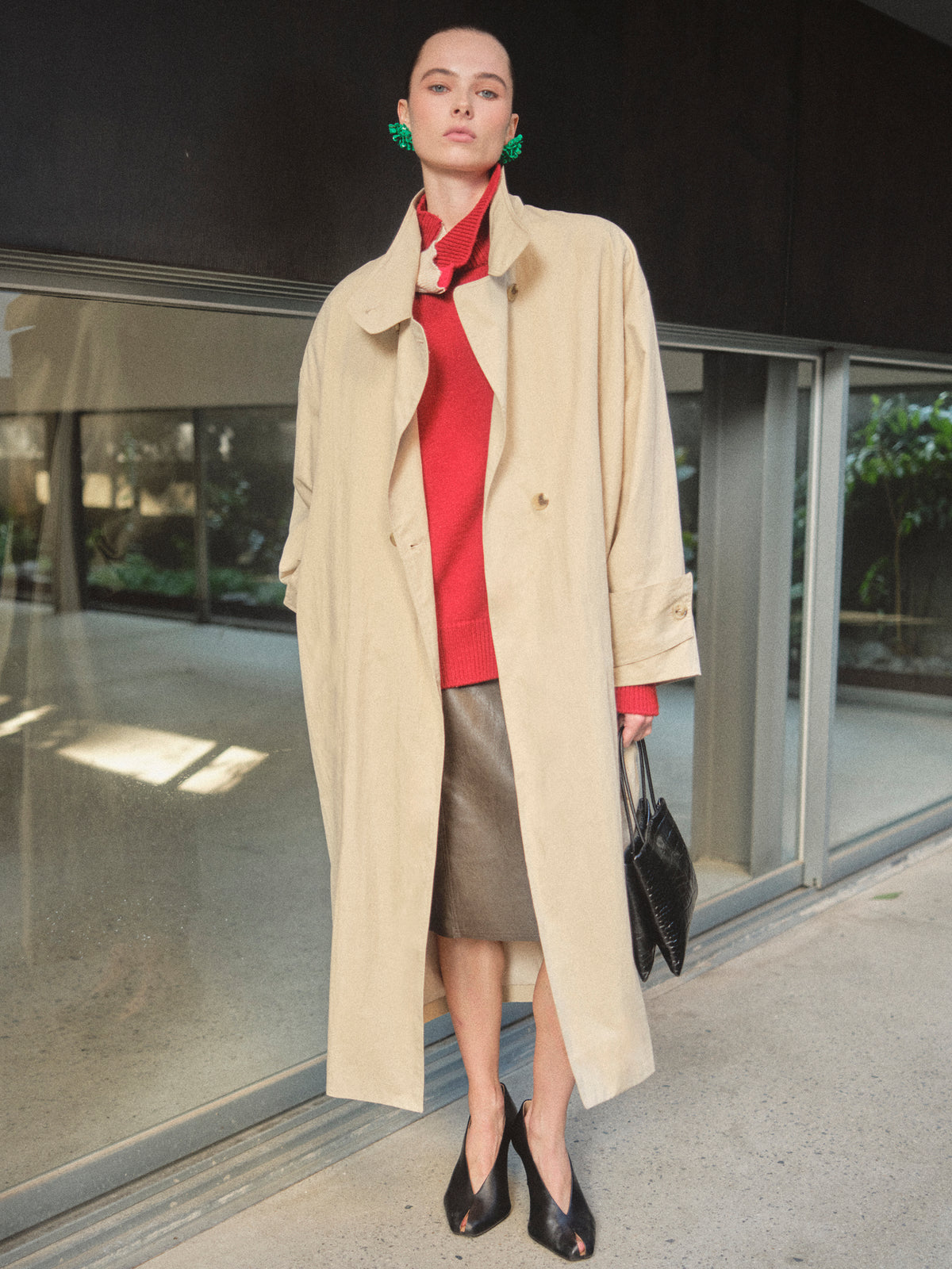 Irvin Voluminous Car Coat, Beige