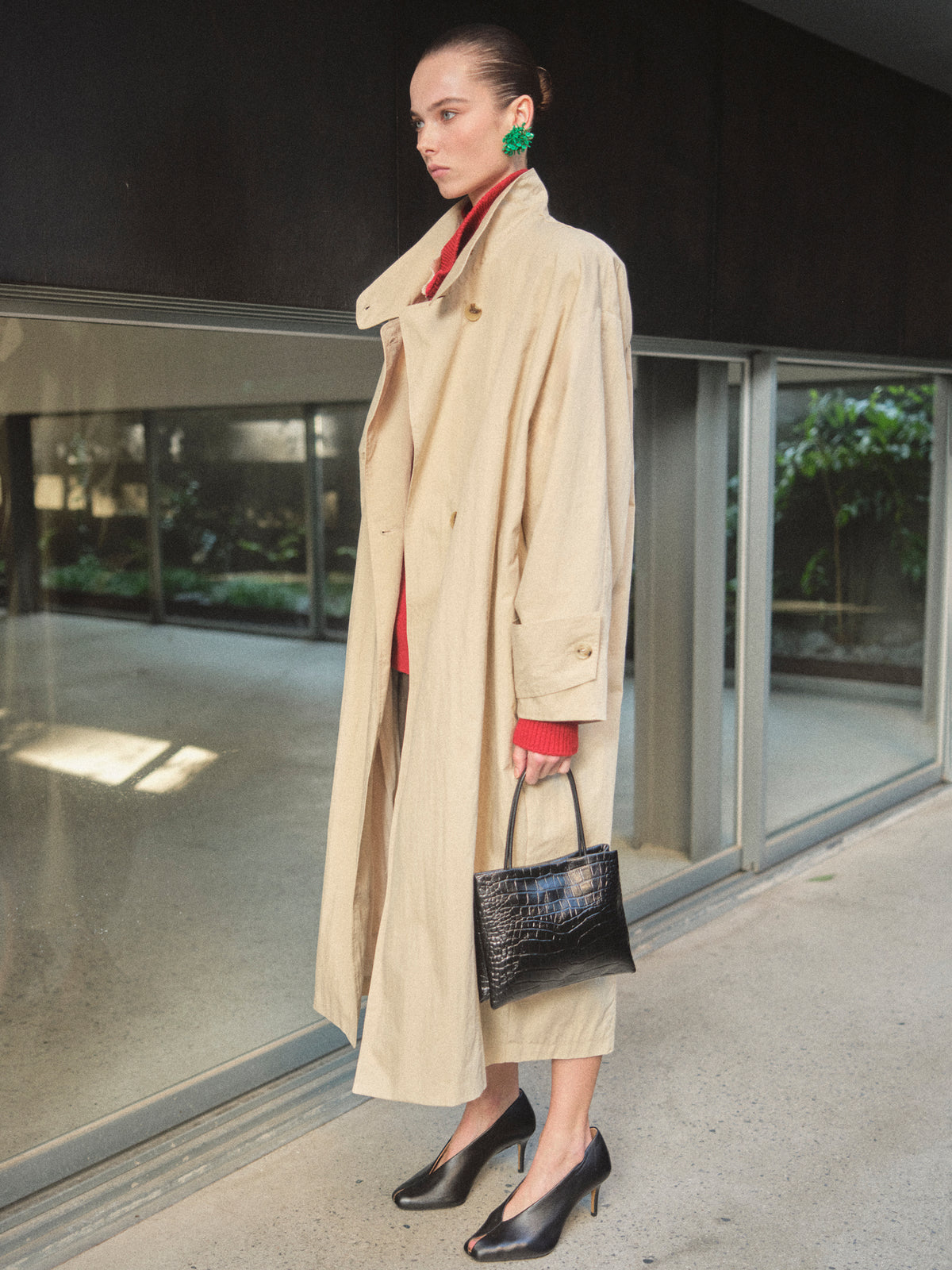 Irvin Voluminous Car Coat, Beige
