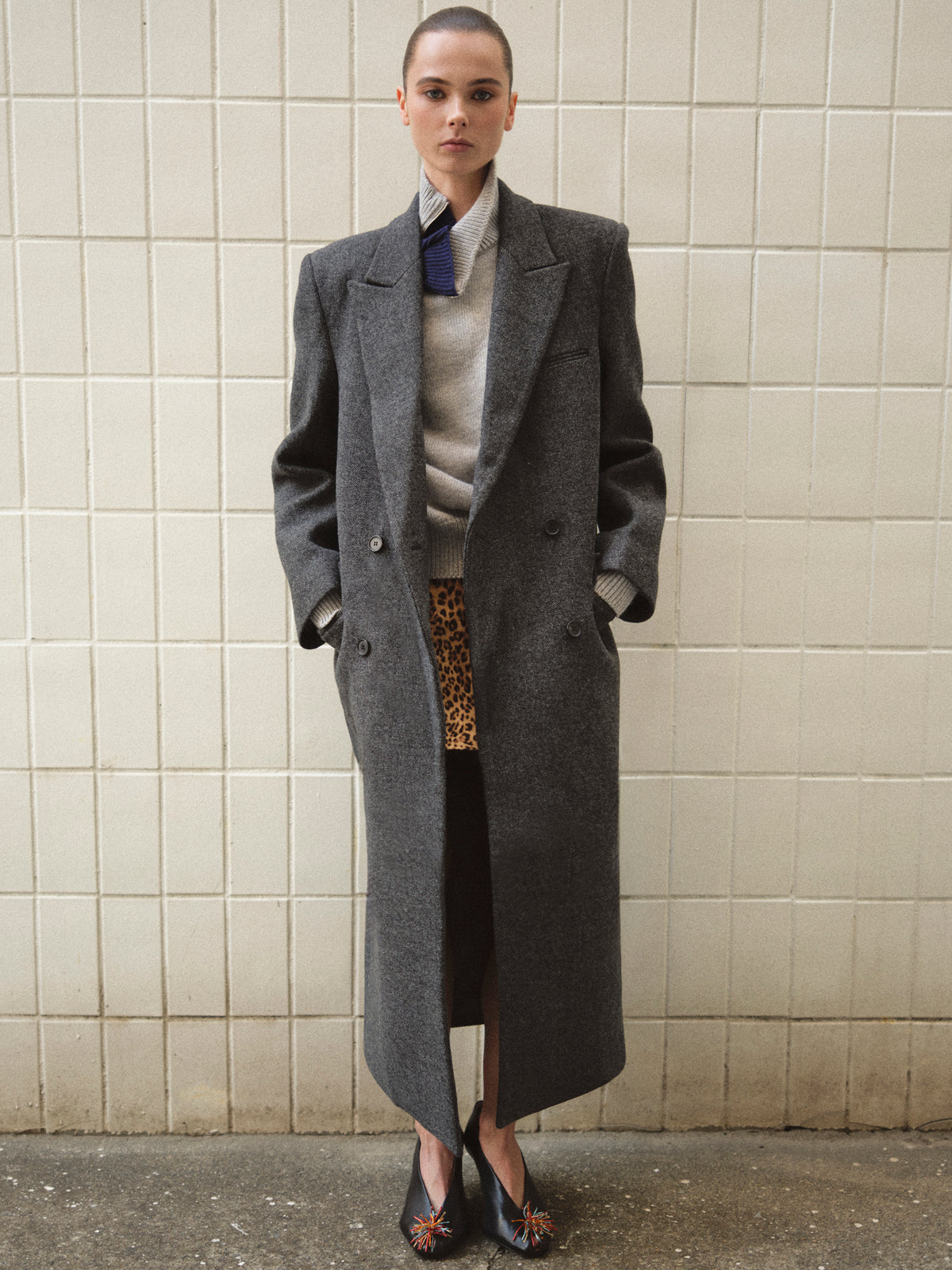 Reyna Long Coat, Charcoal