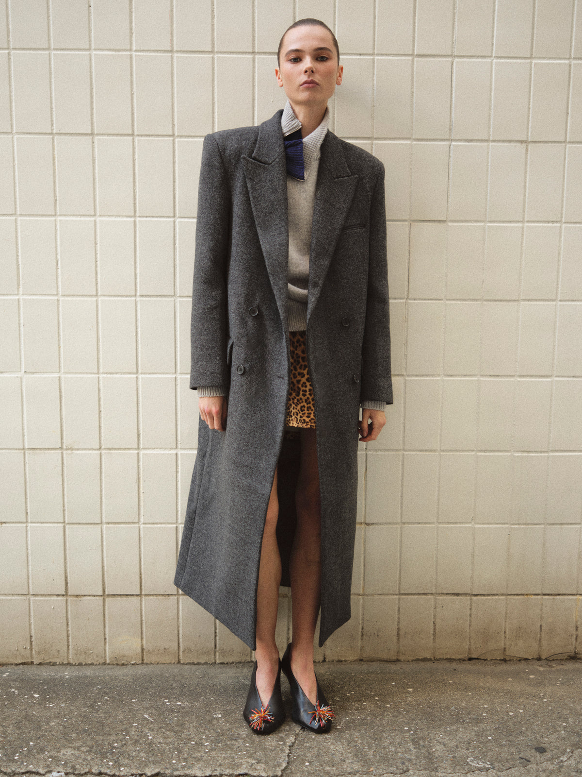 Reyna Long Coat, Charcoal