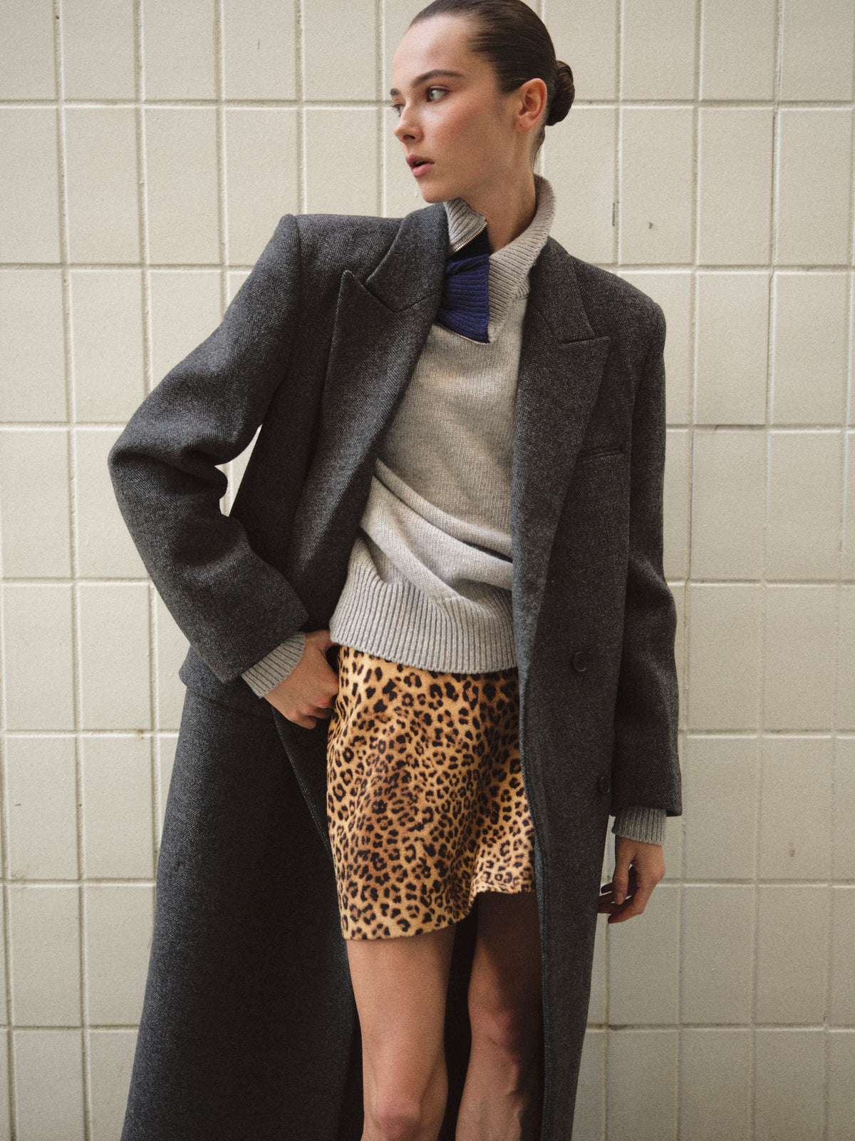 Reyna Long Coat, Charcoal