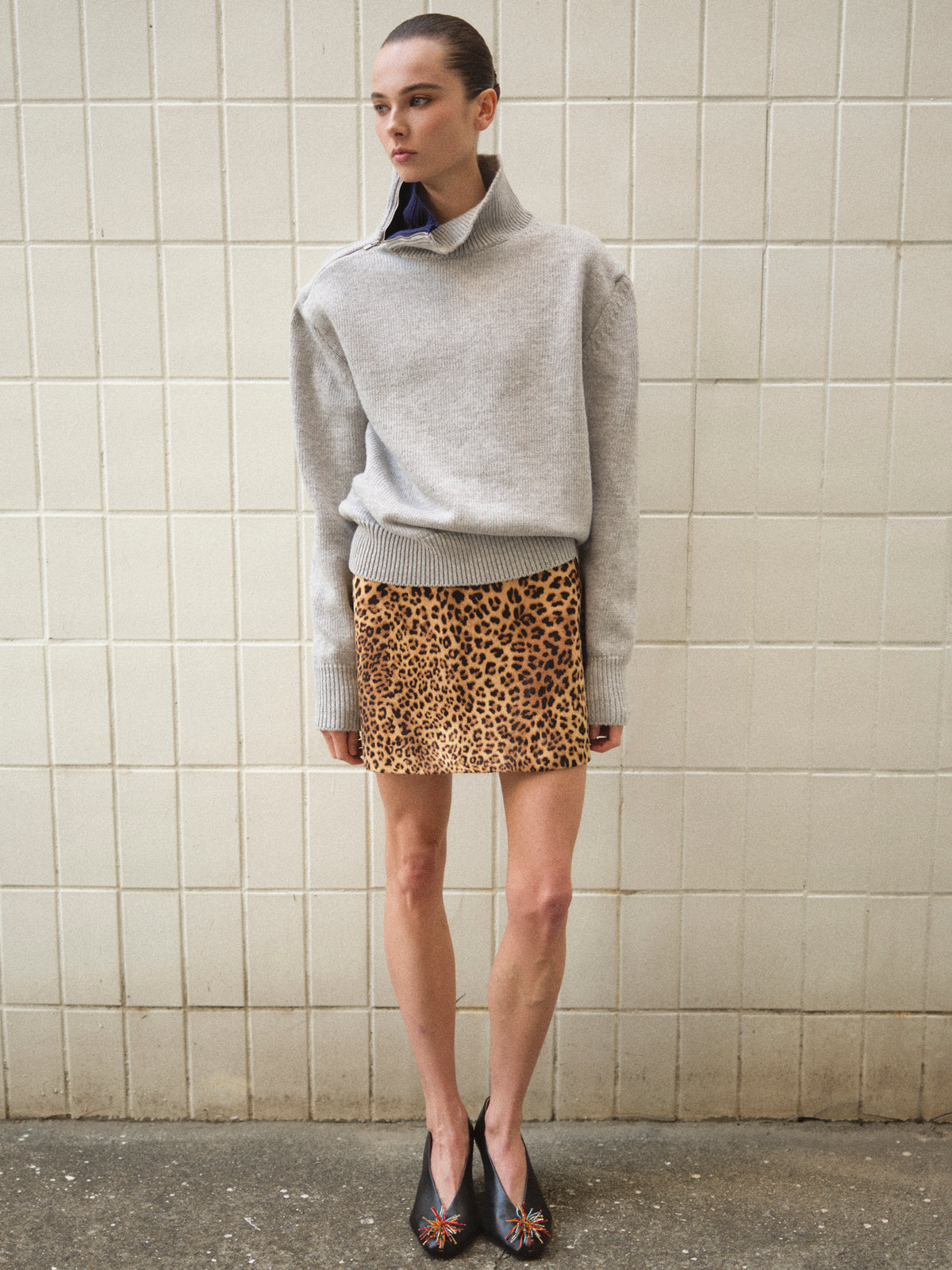 Konny Zipped Sweater, Grey