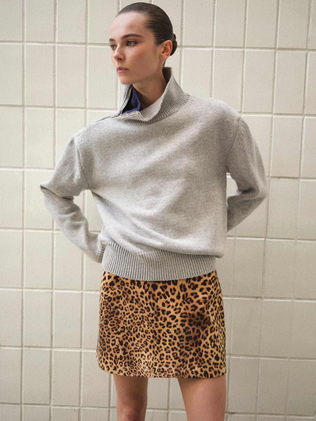 Anouk Leopard Print Skirt, Brown