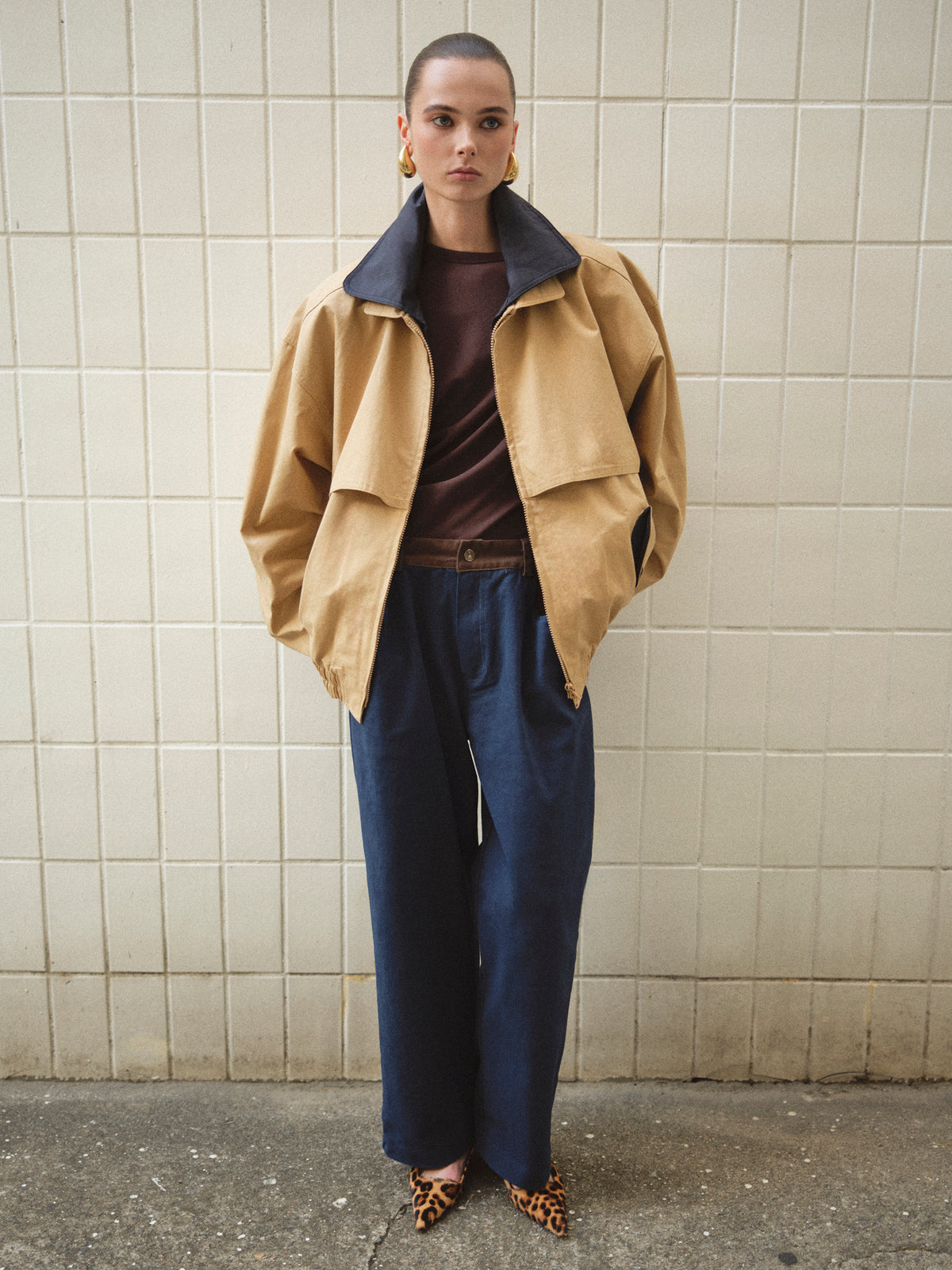 Carnaby Layered Collar Blouson Jacket, Beige