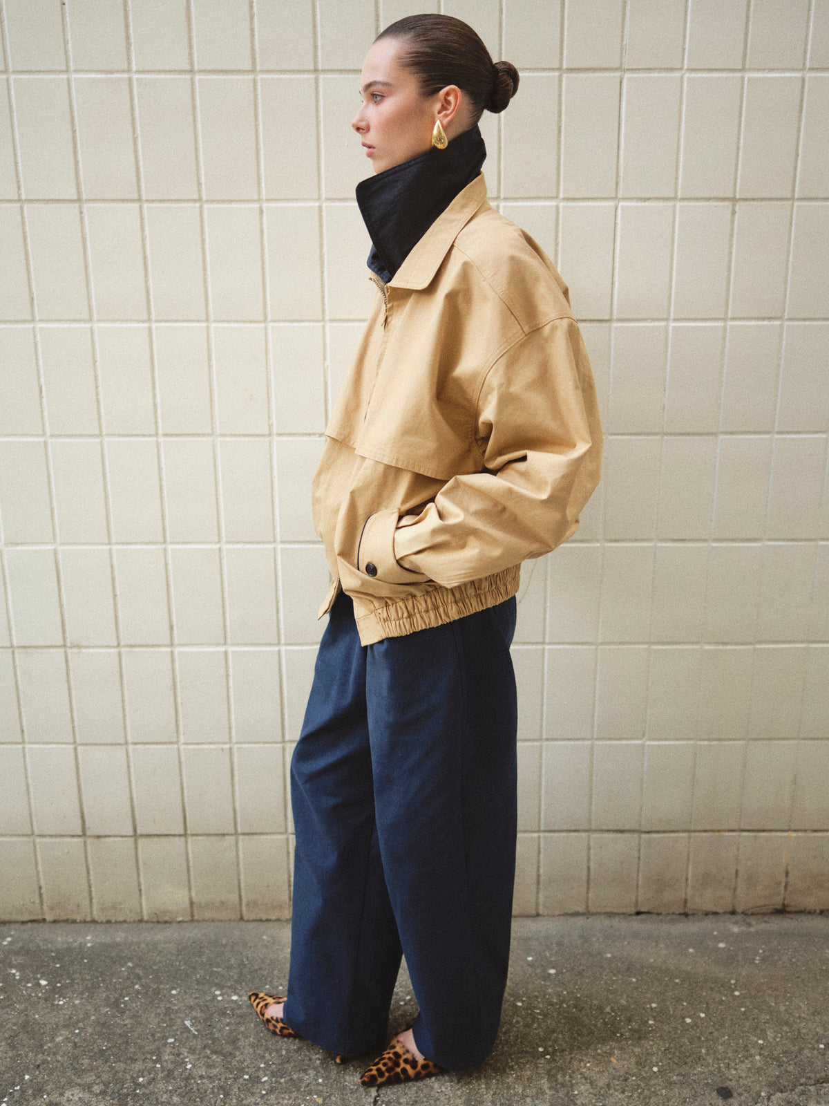 Carnaby Layered Collar Blouson Jacket, Beige