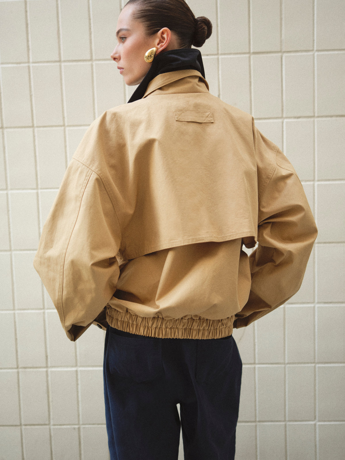 Carnaby Layered Collar Blouson Jacket, Beige