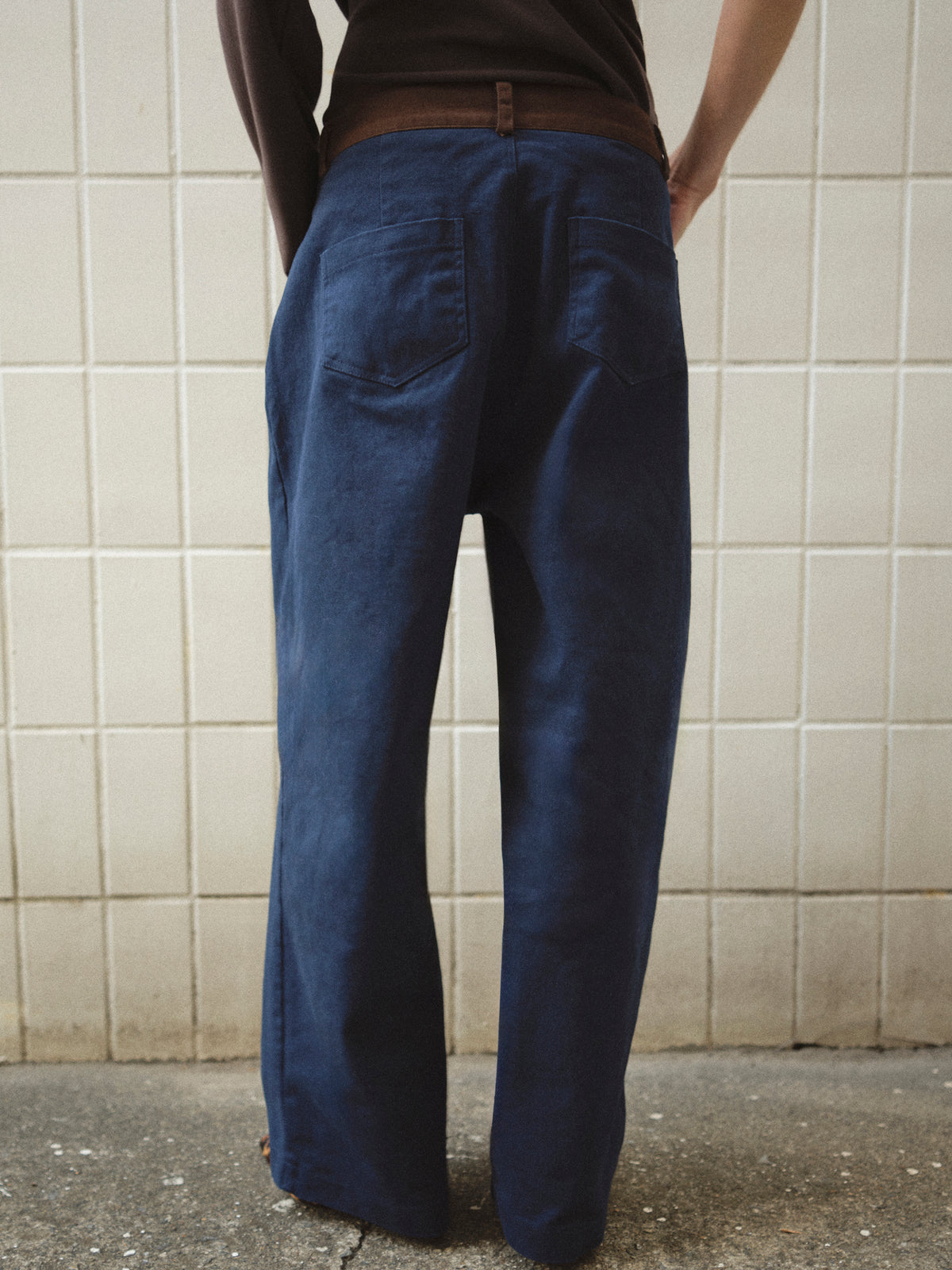 Geurrica Contrast Denim Pants, Navy