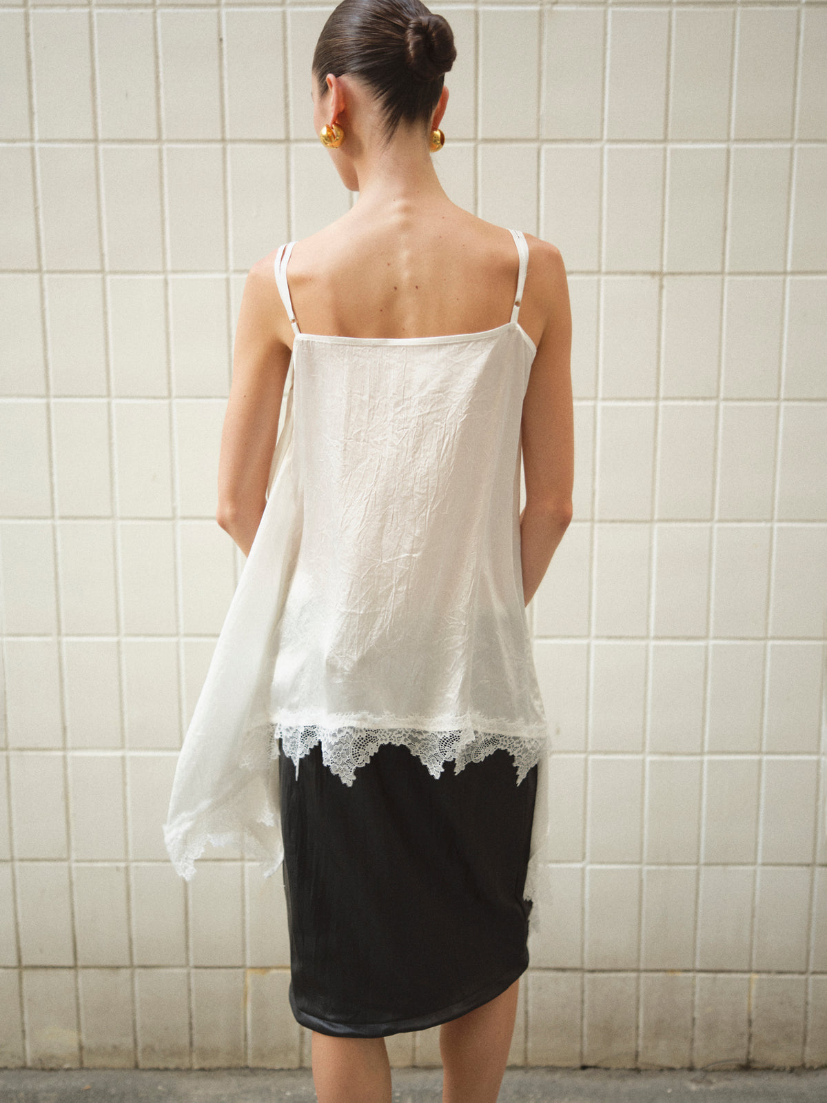 Sidi Lace-Trim Handkerchief Top, Ivory