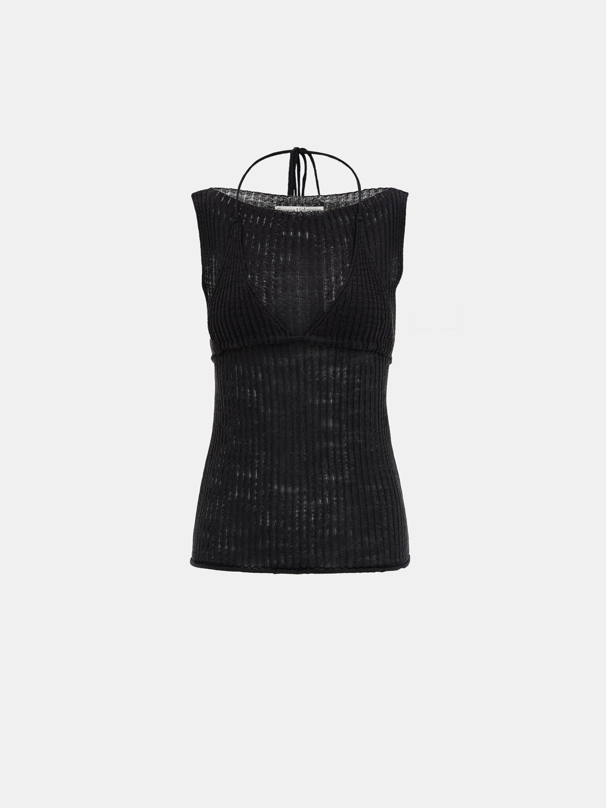 Reine Dual-Layer Knit Top, Black