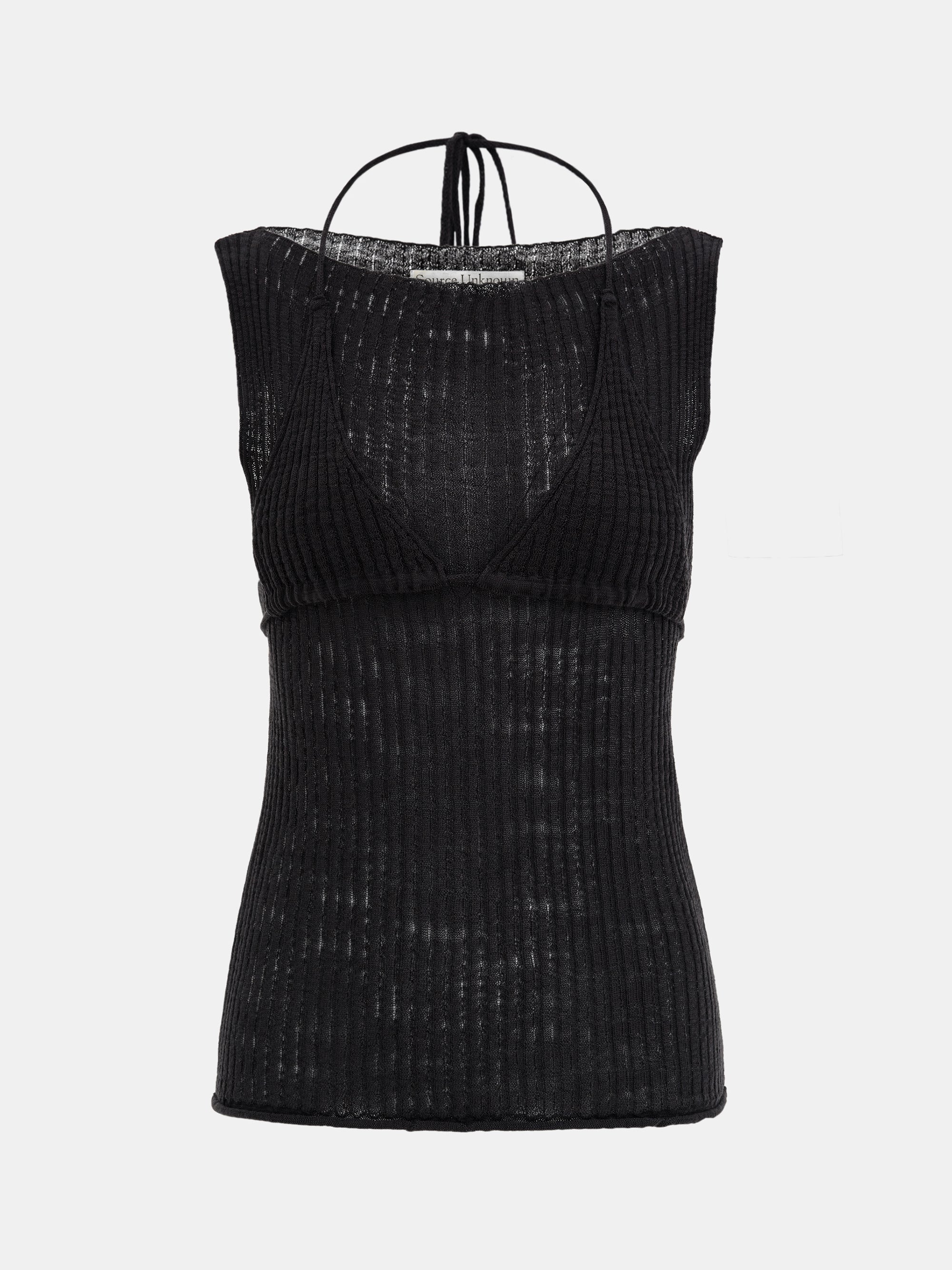 Reine Dual-Layer Knit Top, Black