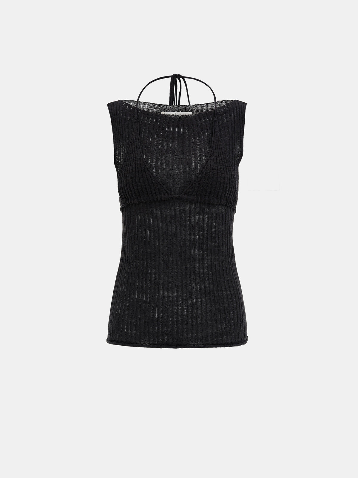Reine Dual-Layer Knit Top, Black