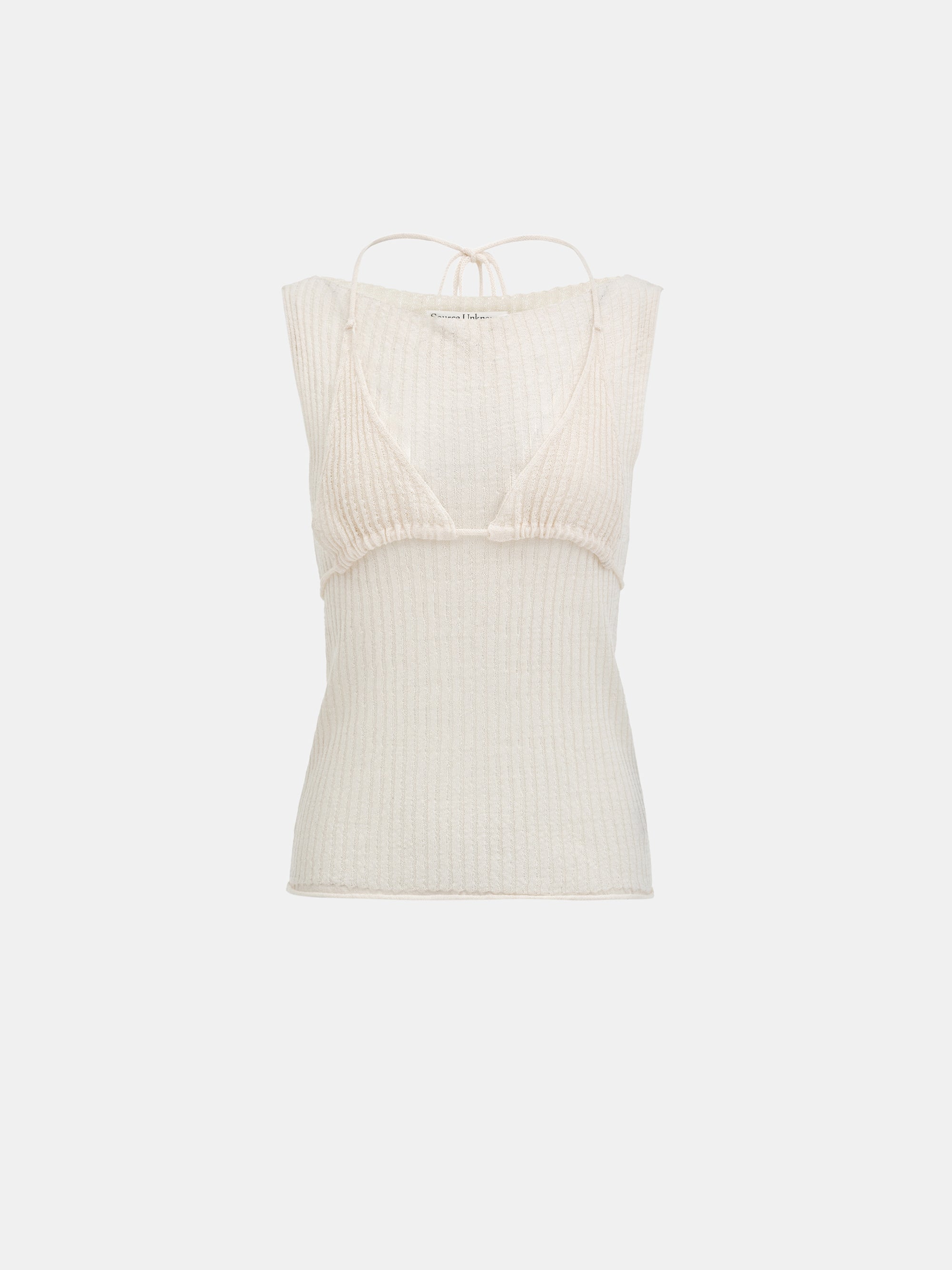 Reine Dual-Layer Knit Top, Ivory