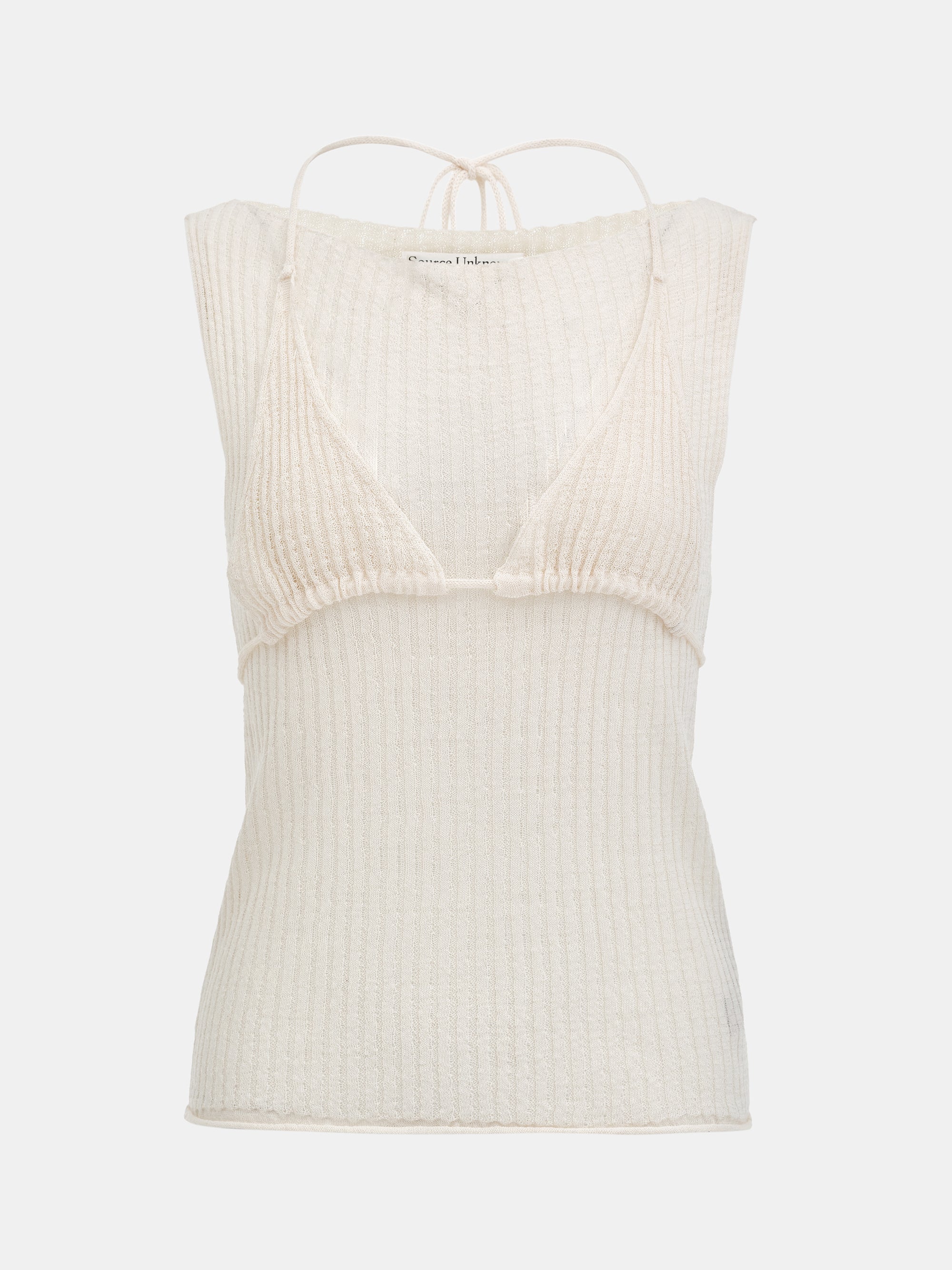 Reine Dual-Layer Knit Top, Ivory