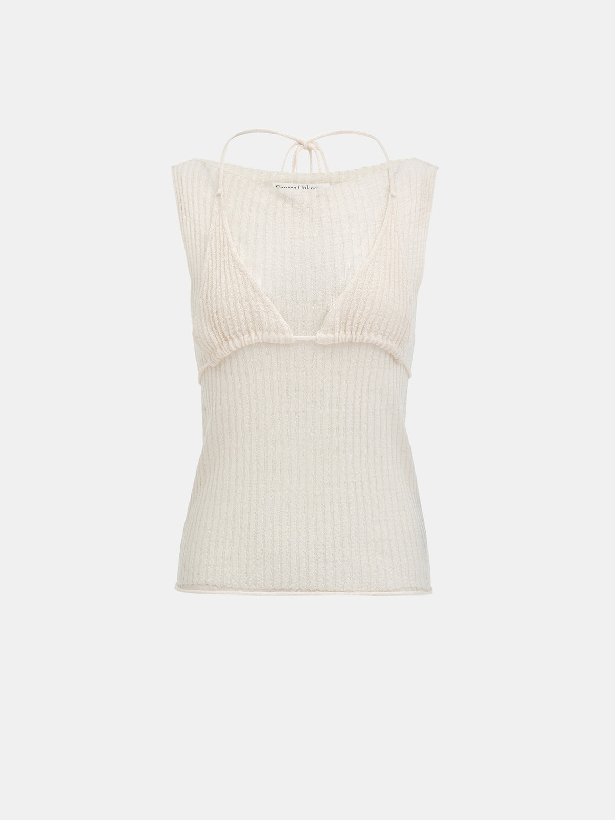 Reine Dual-Layer Knit Top, Ivory