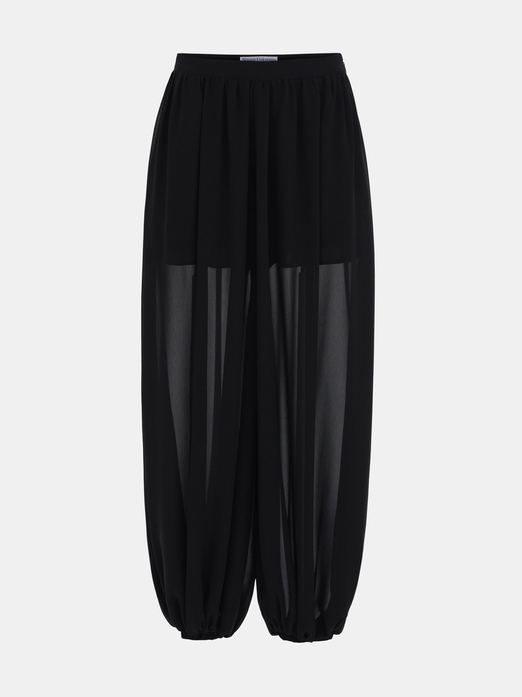 Reifa Semi-Sheer Balloon Trousers, Black