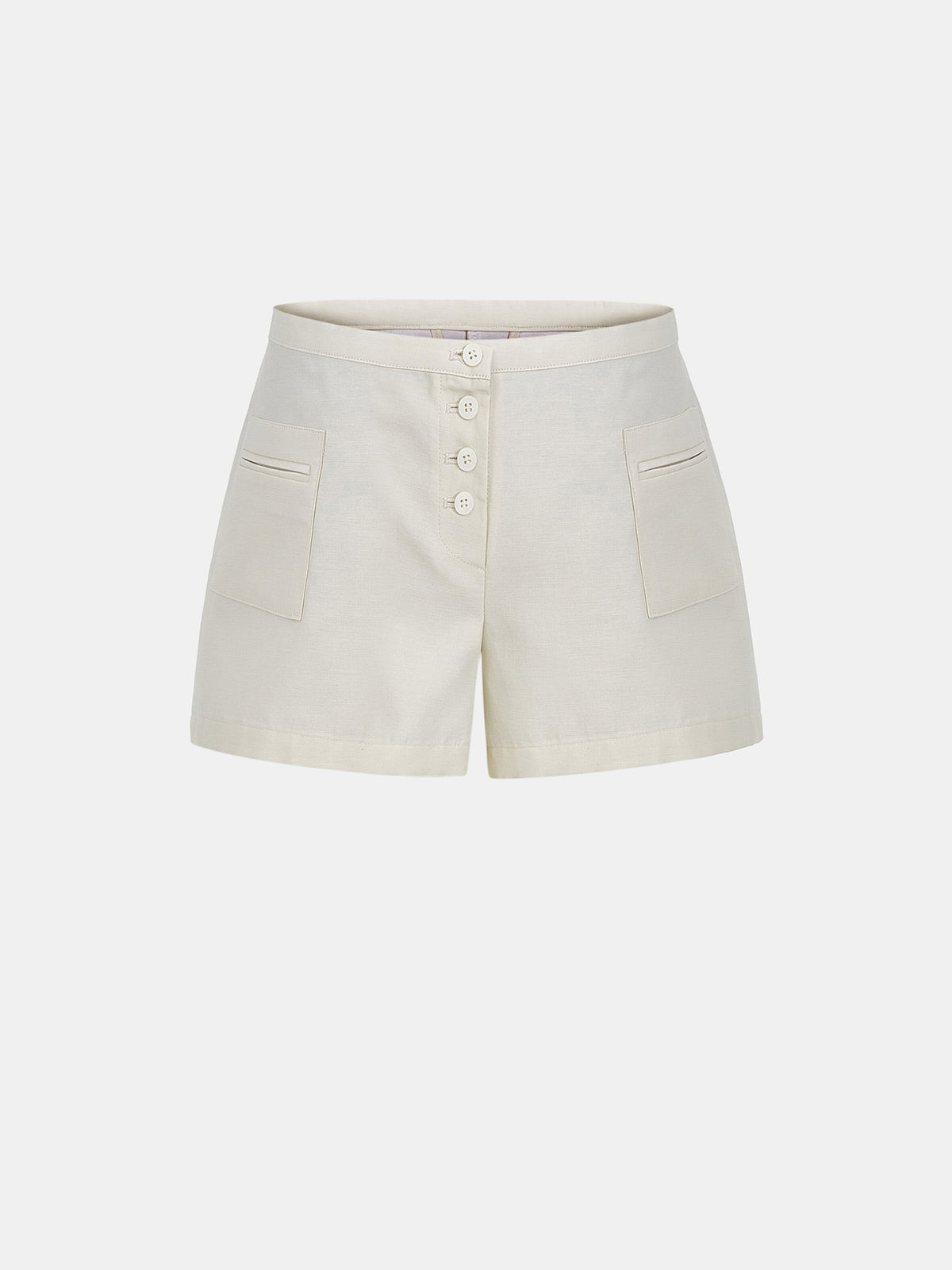 Faye Low-Rise Buttoned Shorts, Ivory