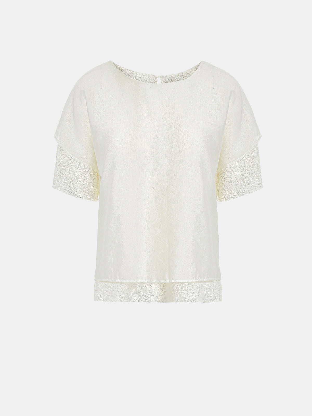 Margot Ciffon Overlay Jersey Top, Ivory