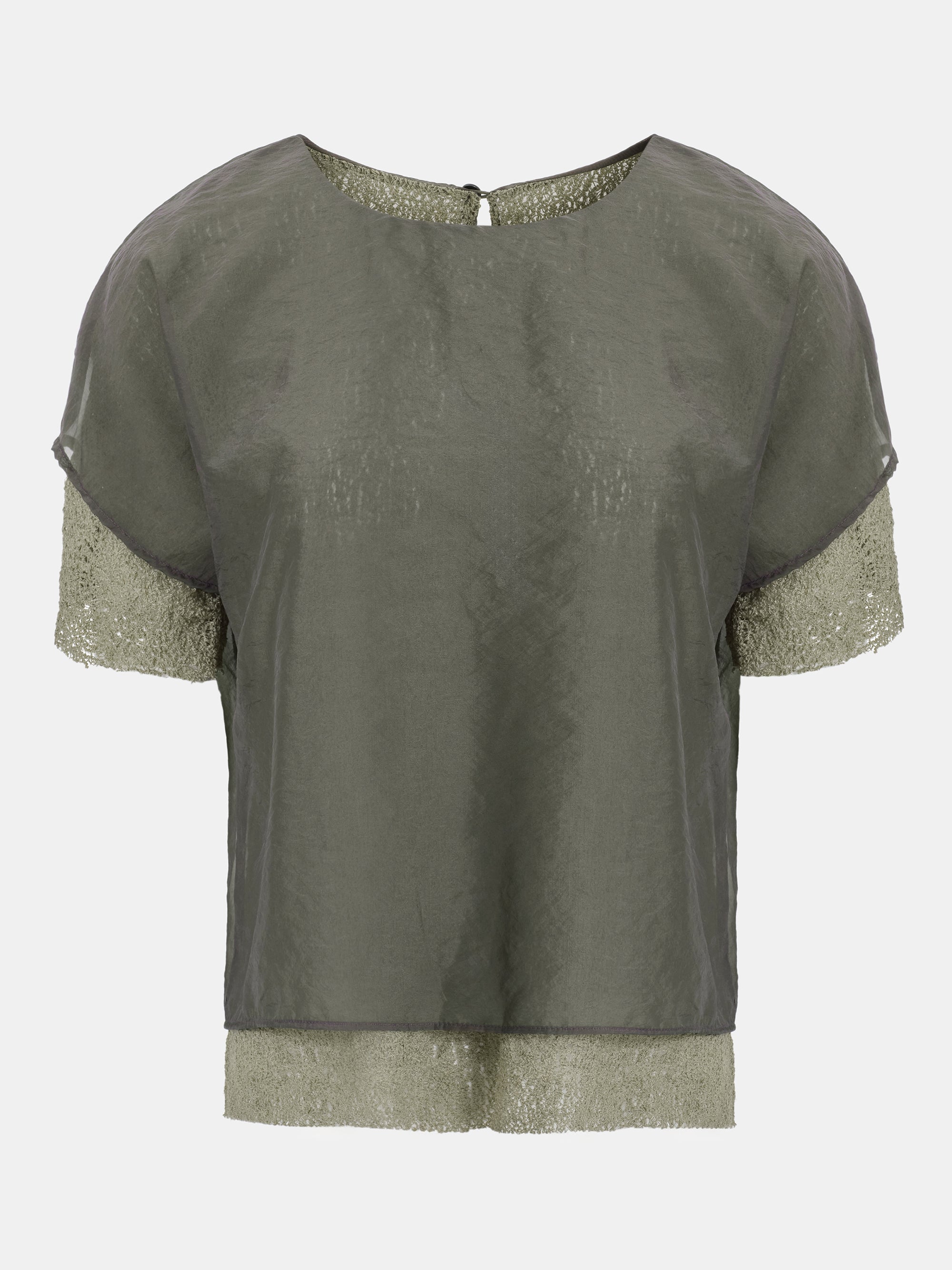 Margot Ciffon Overlay Jersey Top, Khaki