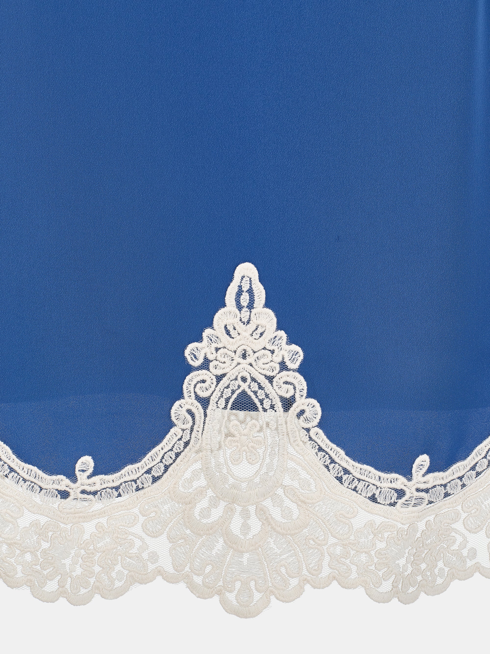 Celia Lace-Trimmed Satin Skirt, Blue