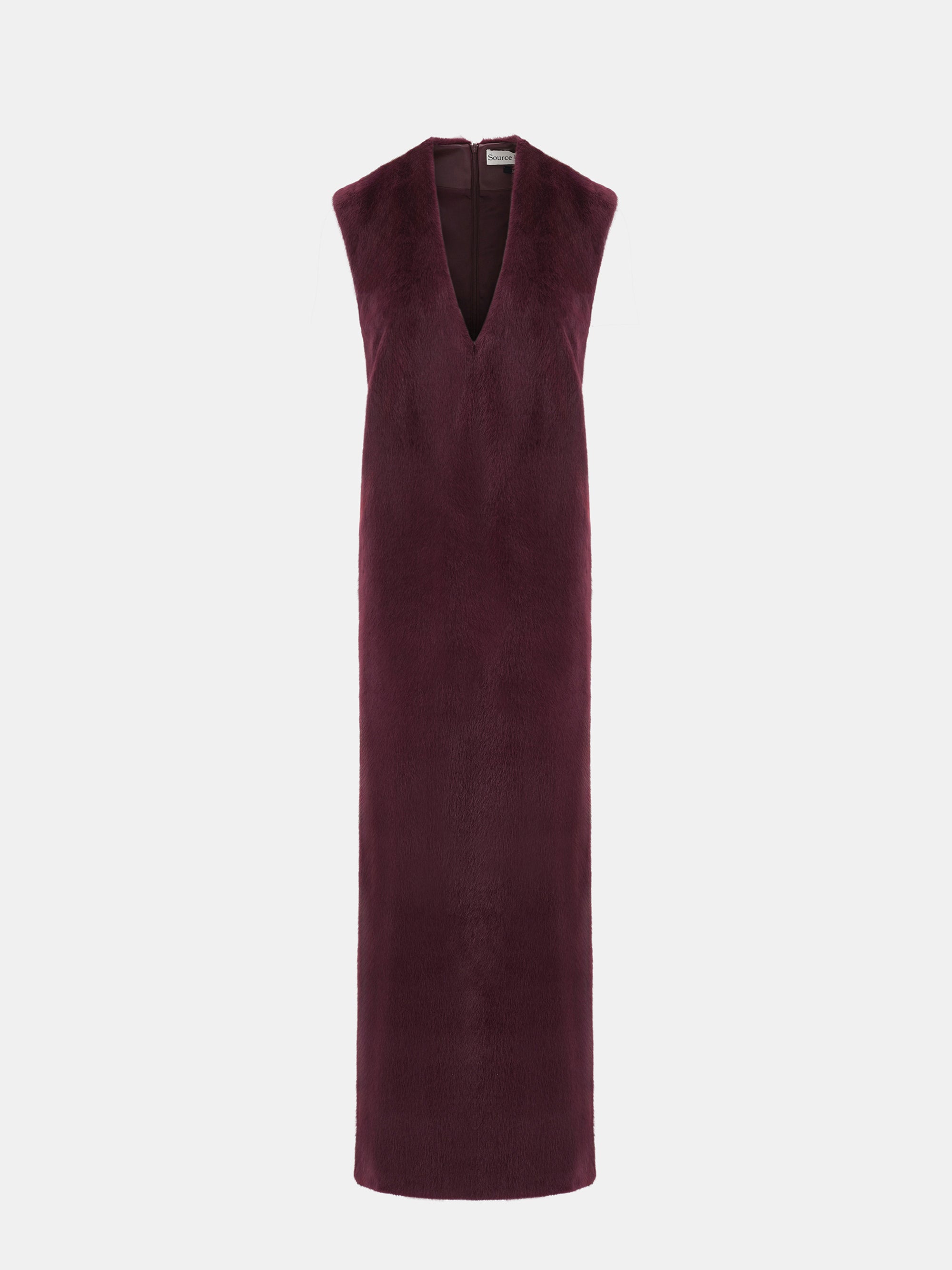 Cassylia Faux-Fur Dress, Burgundy