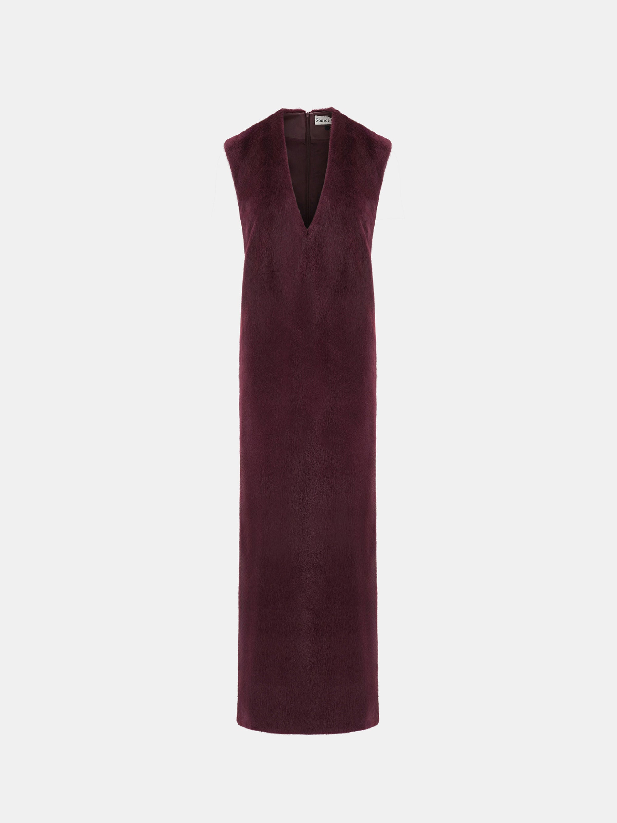 Cassylia Faux-Fur Dress, Burgundy