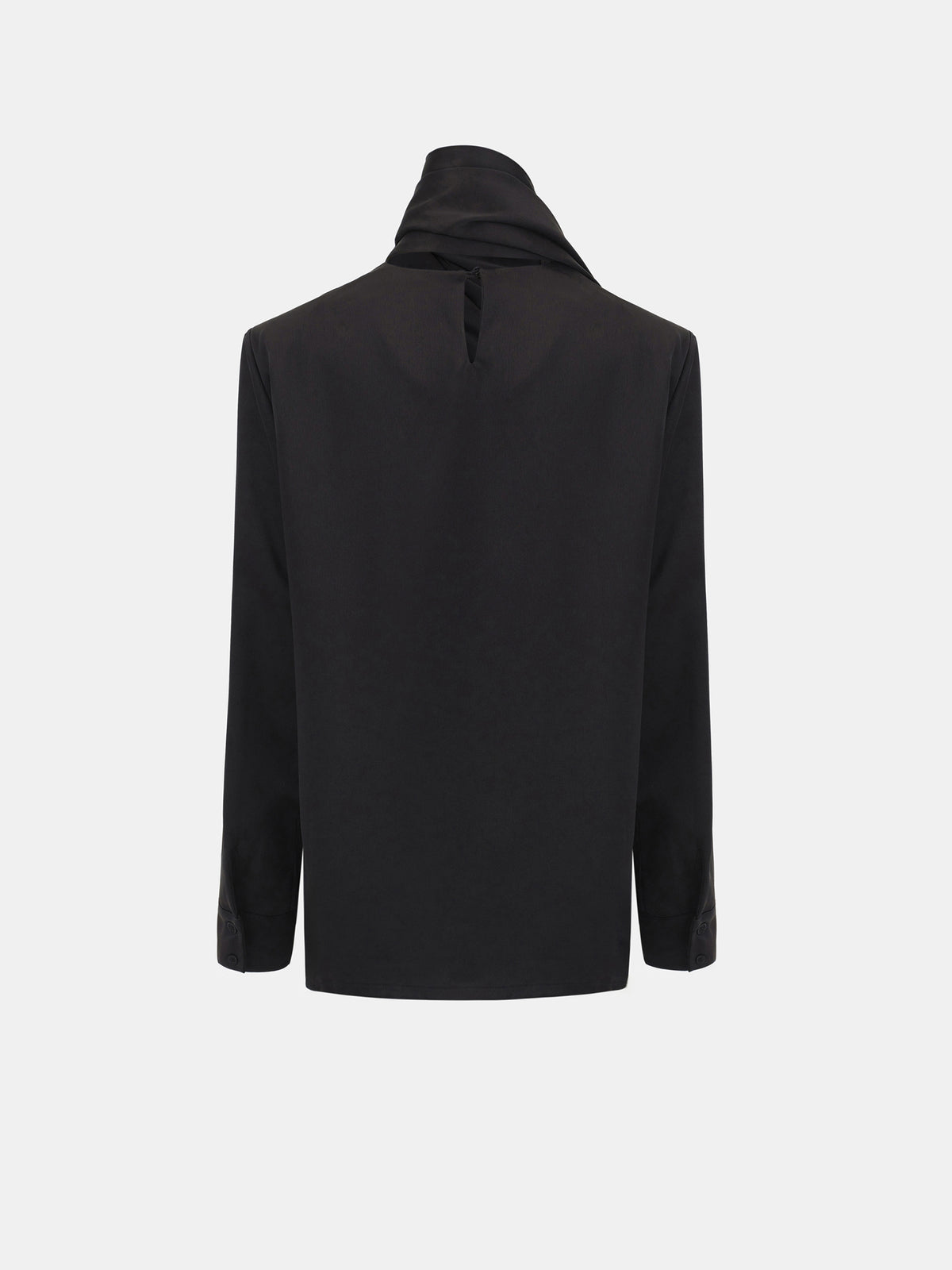 Koa Scarf Satin Blouse, Black