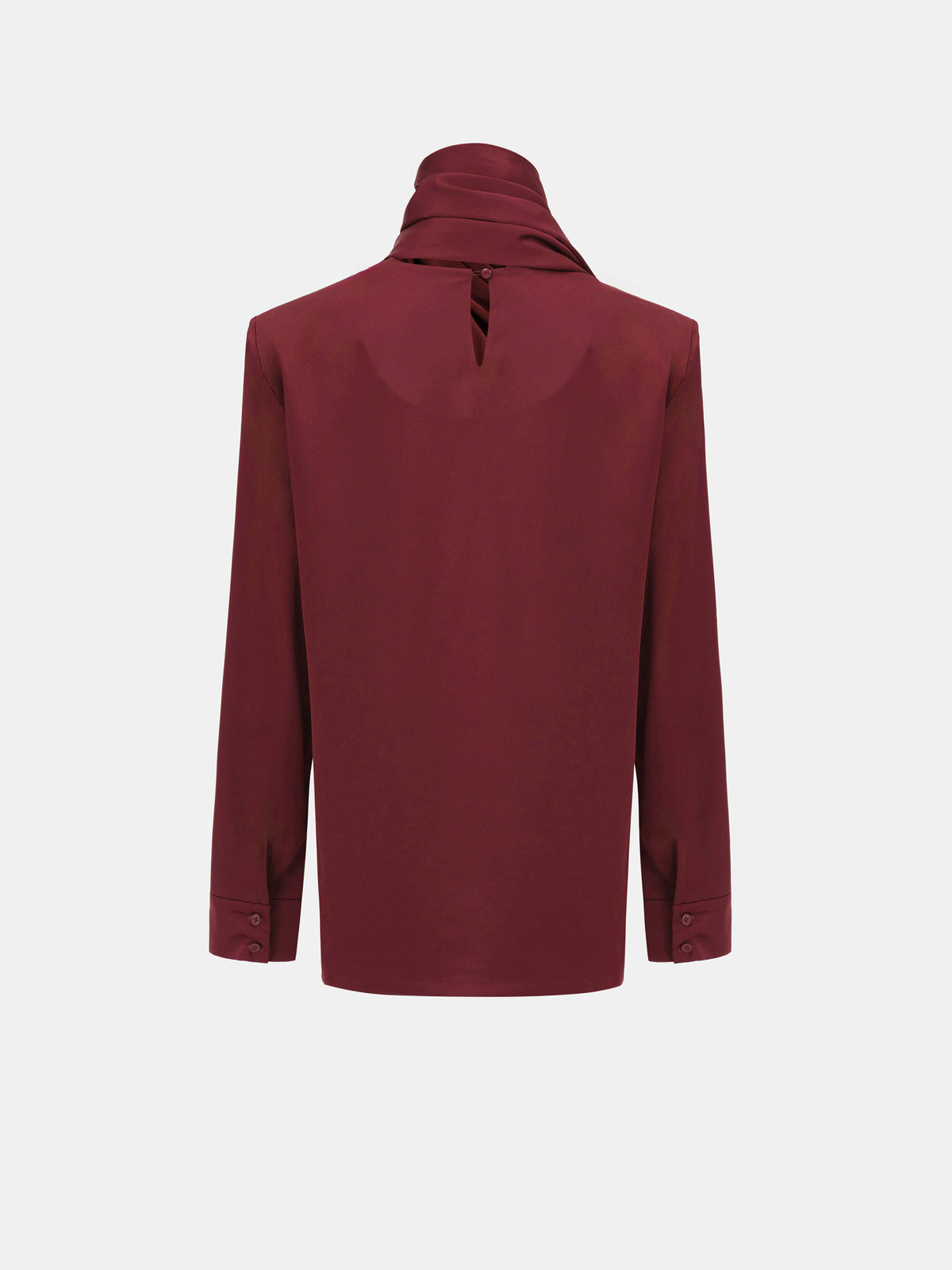 Koa Scarf Satin Blouse, Burgundy