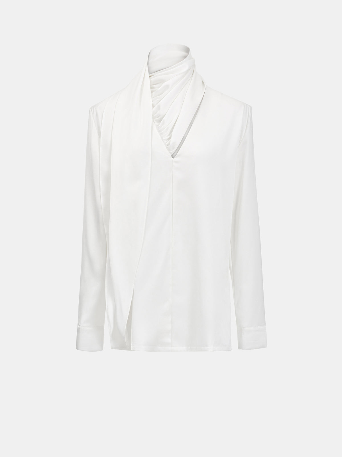 Koa Scarf Satin Blouse, White
