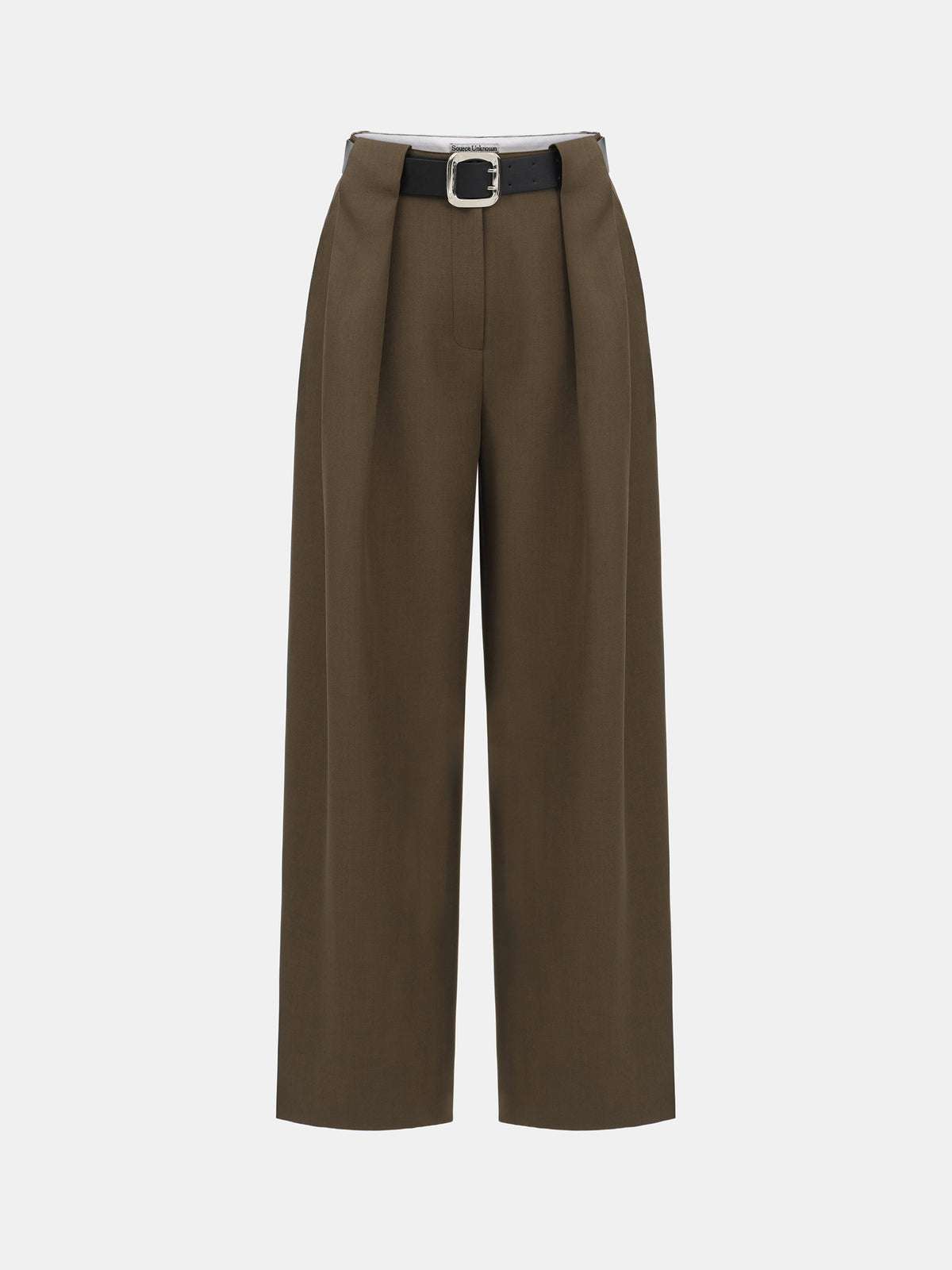 Matteo Belted Tuck Trousers, Brown