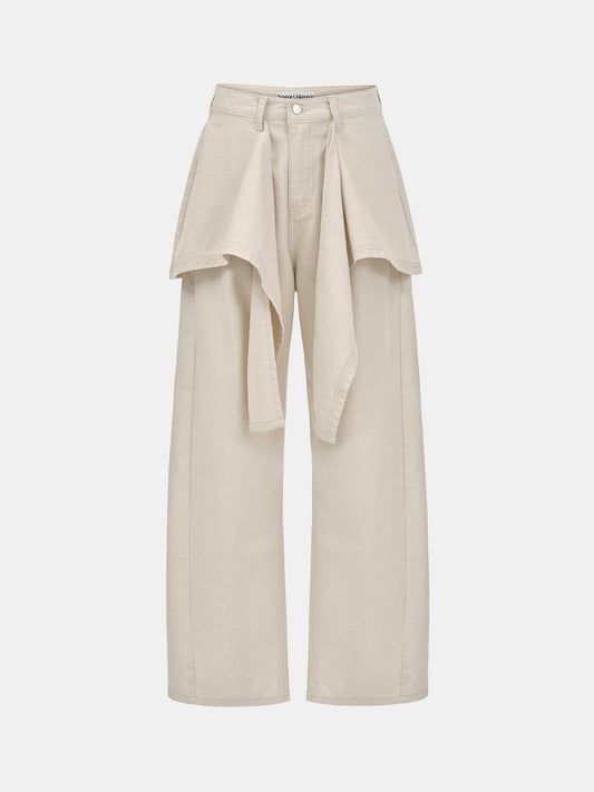 Pleno Wrap Panel Jeans, Beige