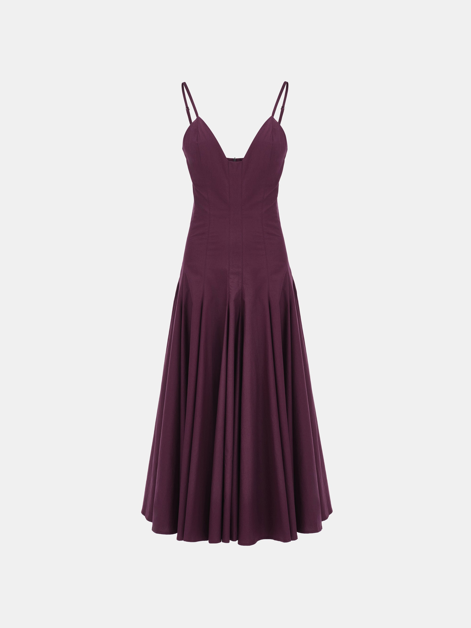 Owen Pleated Strap Dress, Wine