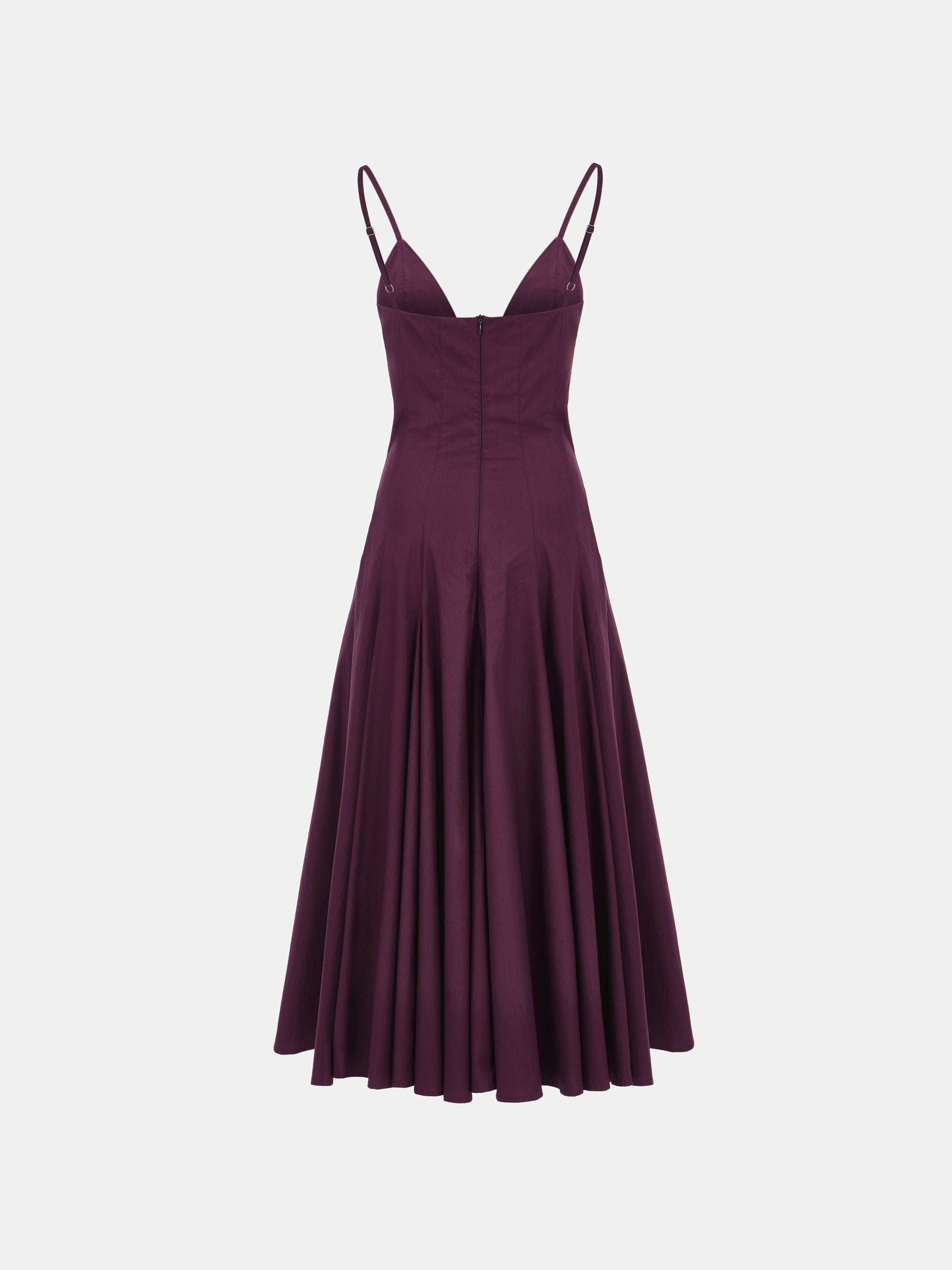 Owen Pleated Strap Dress, Wine