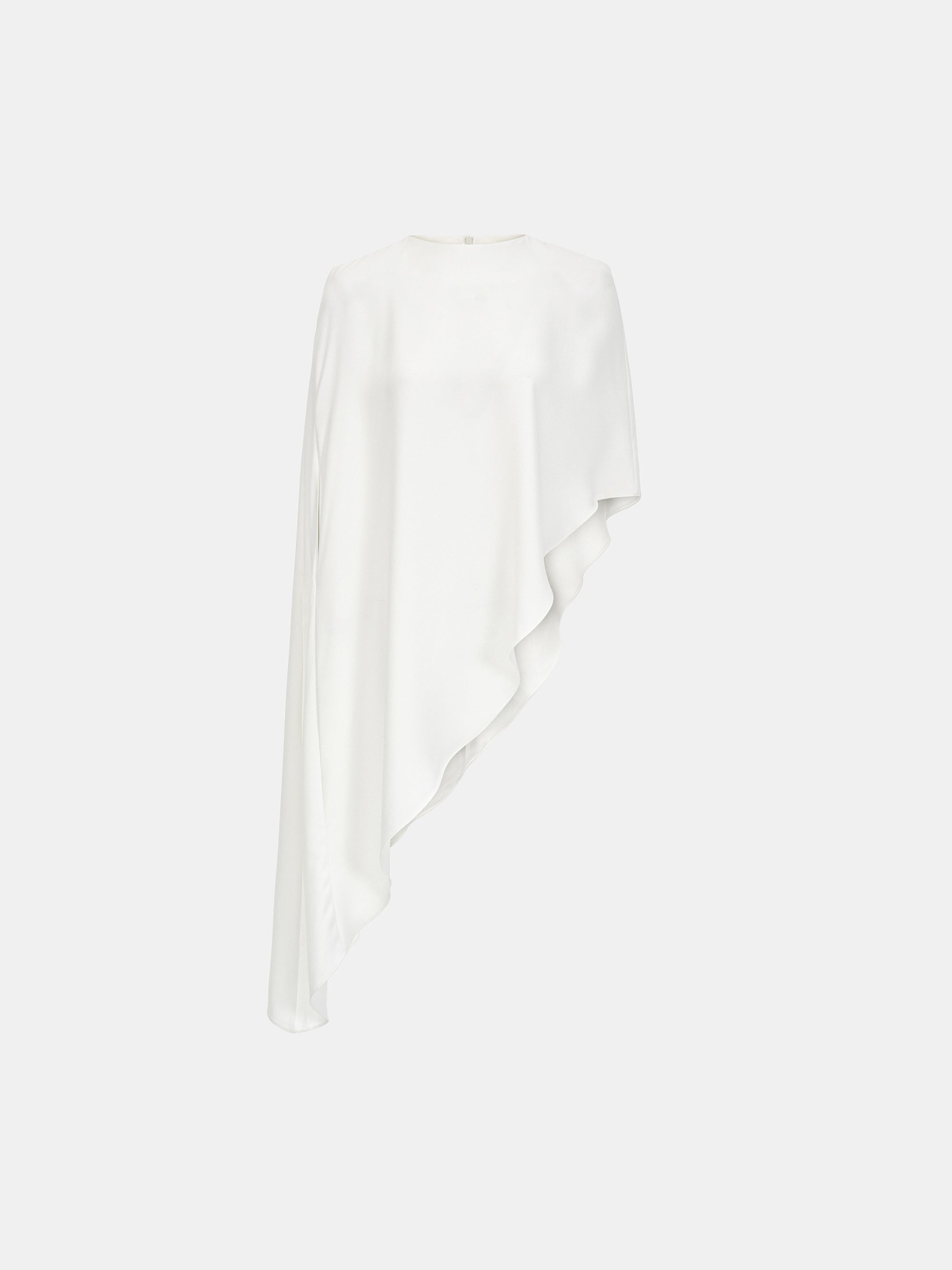 Amia Asymmetric Satin Blouse, White