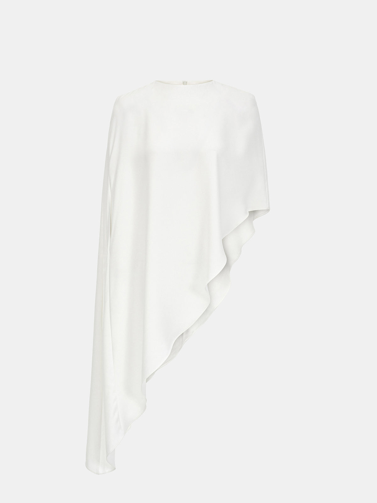 Amia Asymmetric Satin Blouse, White