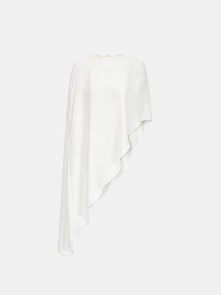 Amia Asymmetric Satin Blouse, White – SourceUnknown