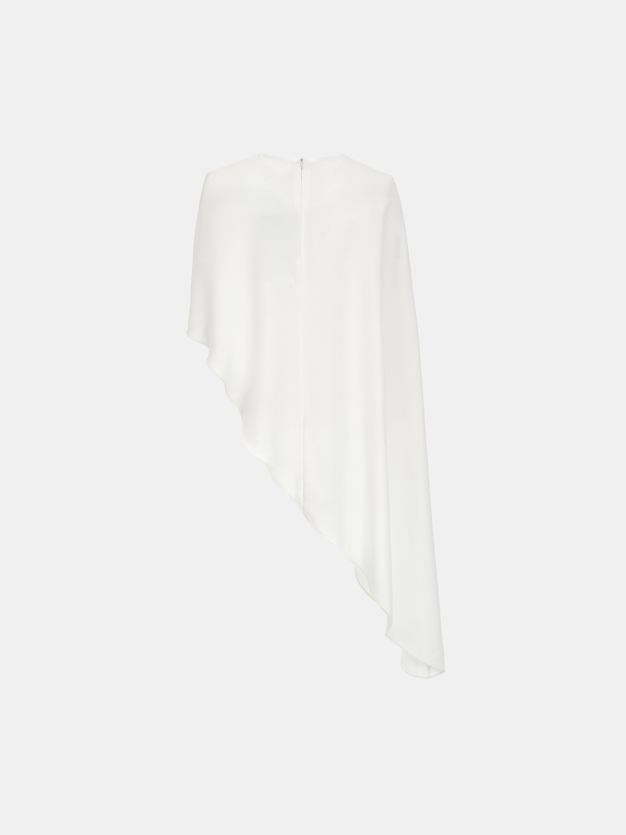 Amia Asymmetric Satin Blouse, White