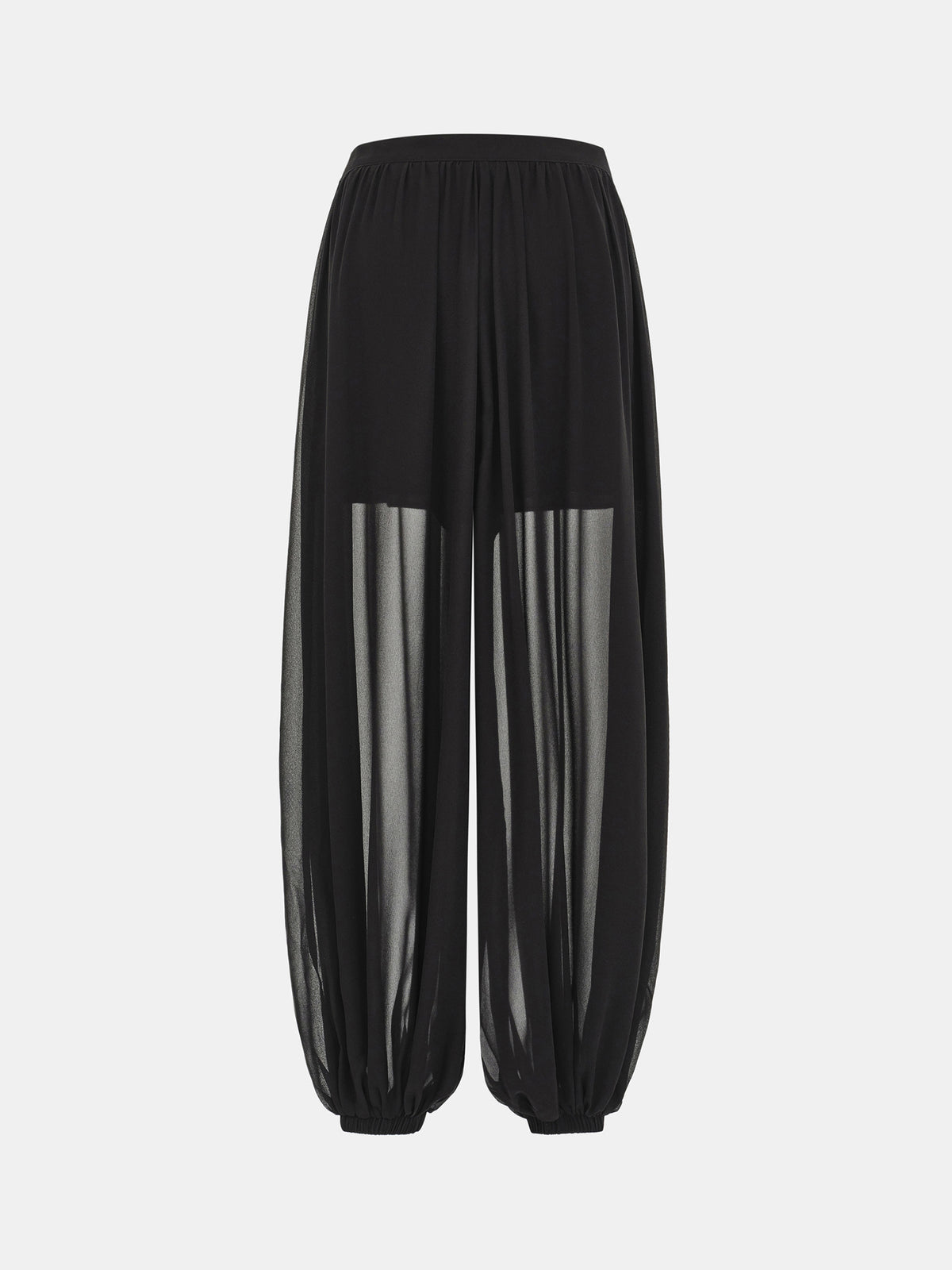 Reifa Semi-Sheer Balloon Trousers, Black