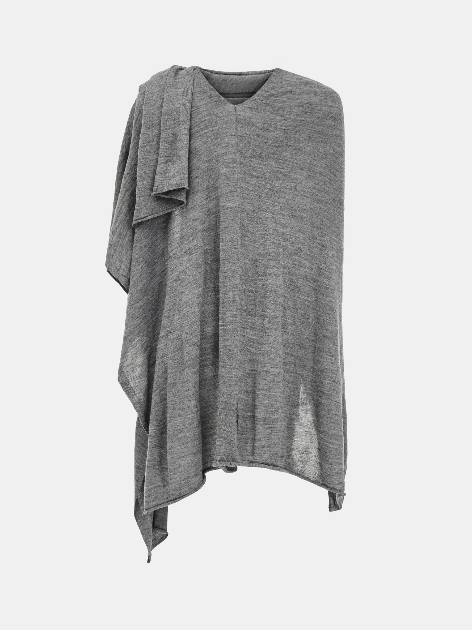 Wool-Blend Knit Shawl, Grey