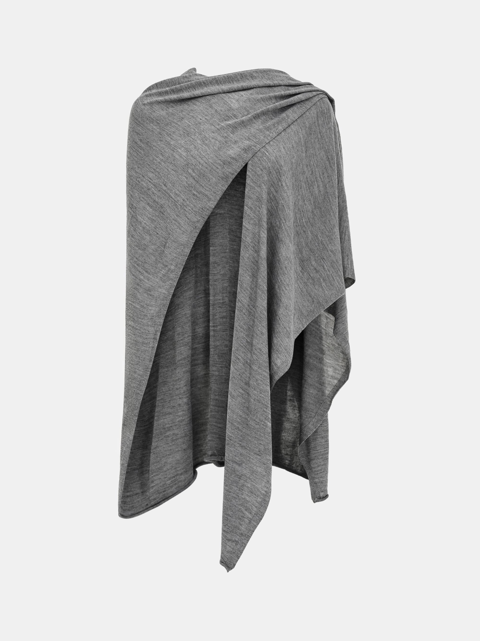Wool-Blend Knit Shawl, Grey