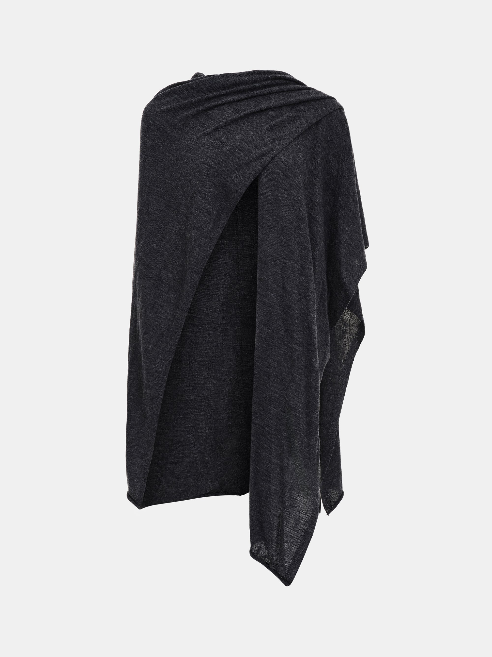Wool-Blend Knit Shawl, Charcoal