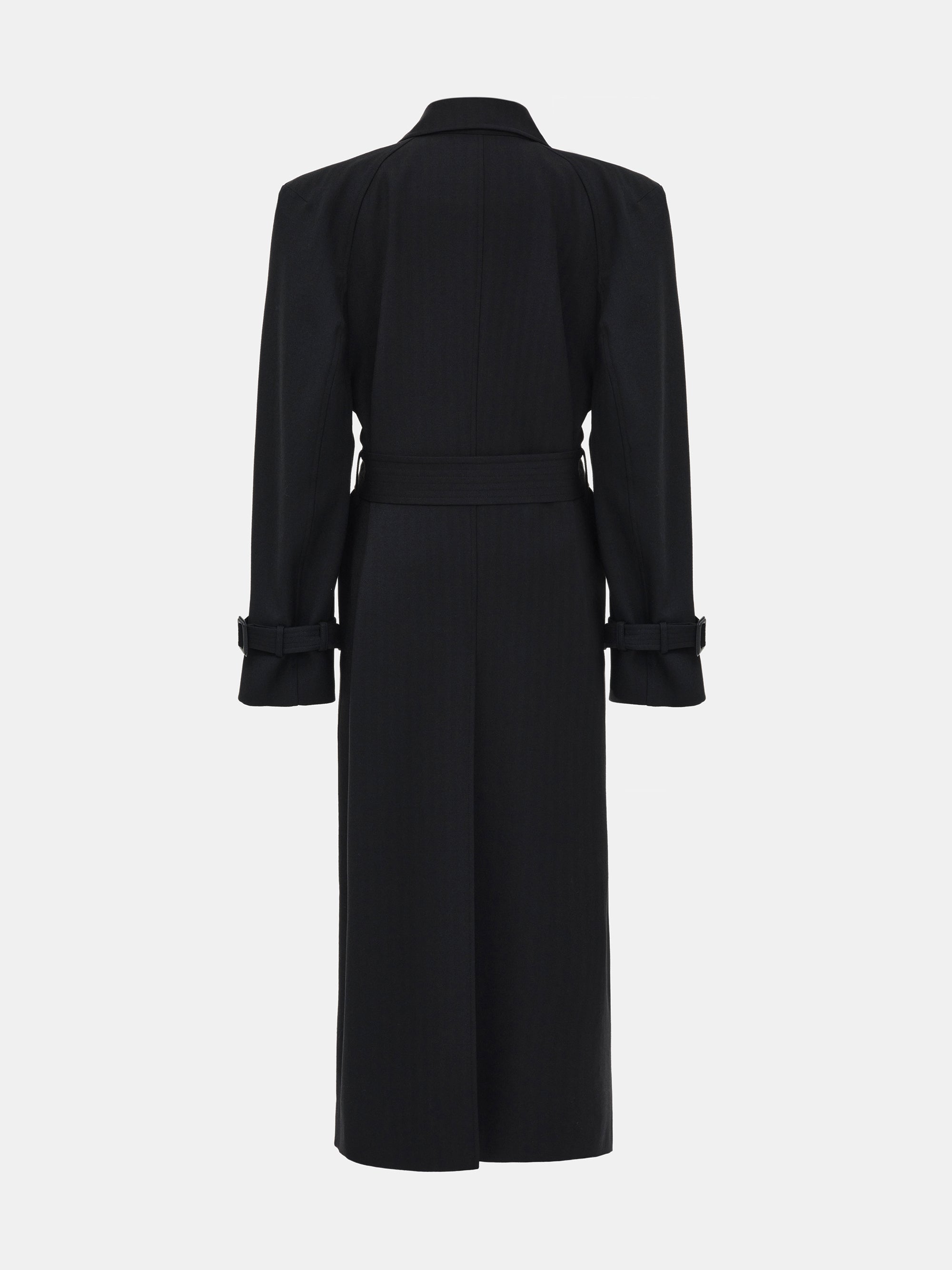 Tailored Belted Overcoat, Black