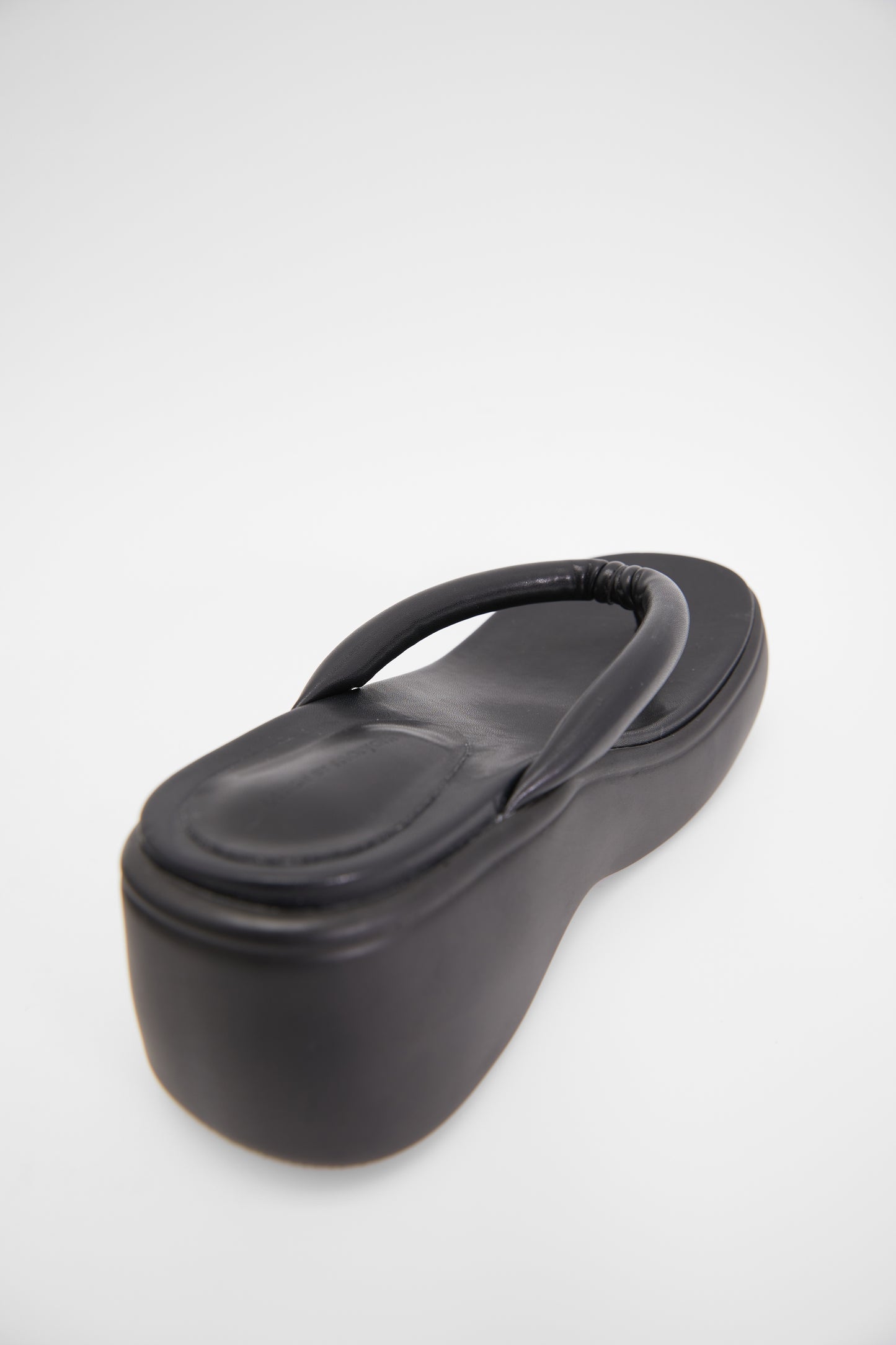 Platform Wedge Thong Sandals, Black