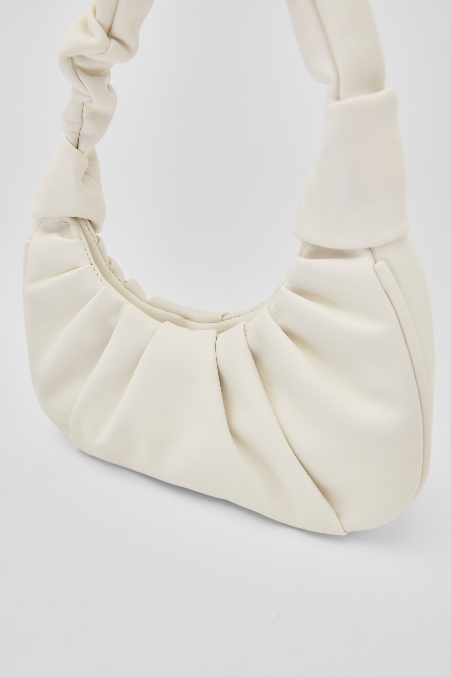 Ruched Mini Shoulder Bag, White