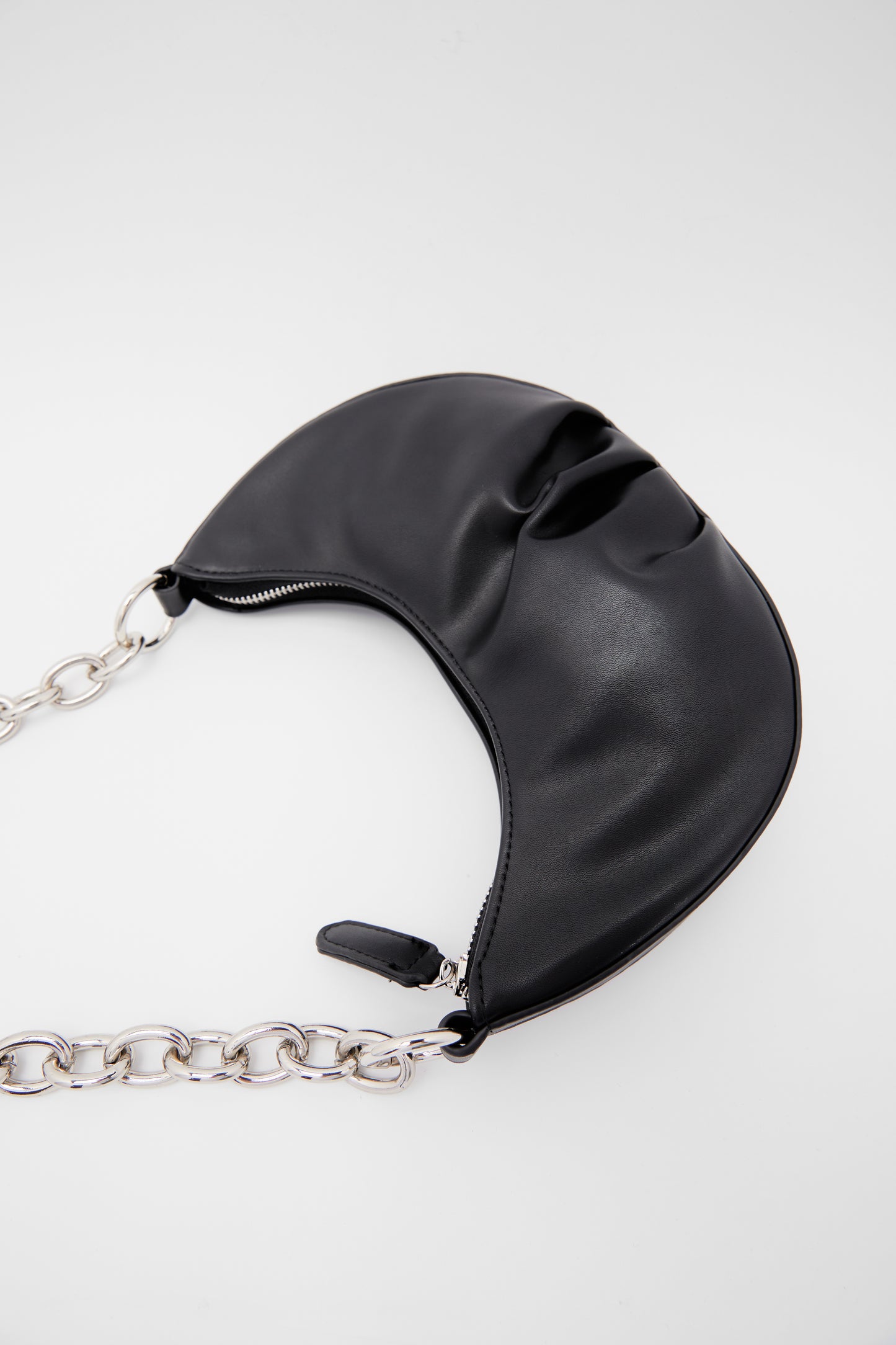 Ruched Chain Bag, Black