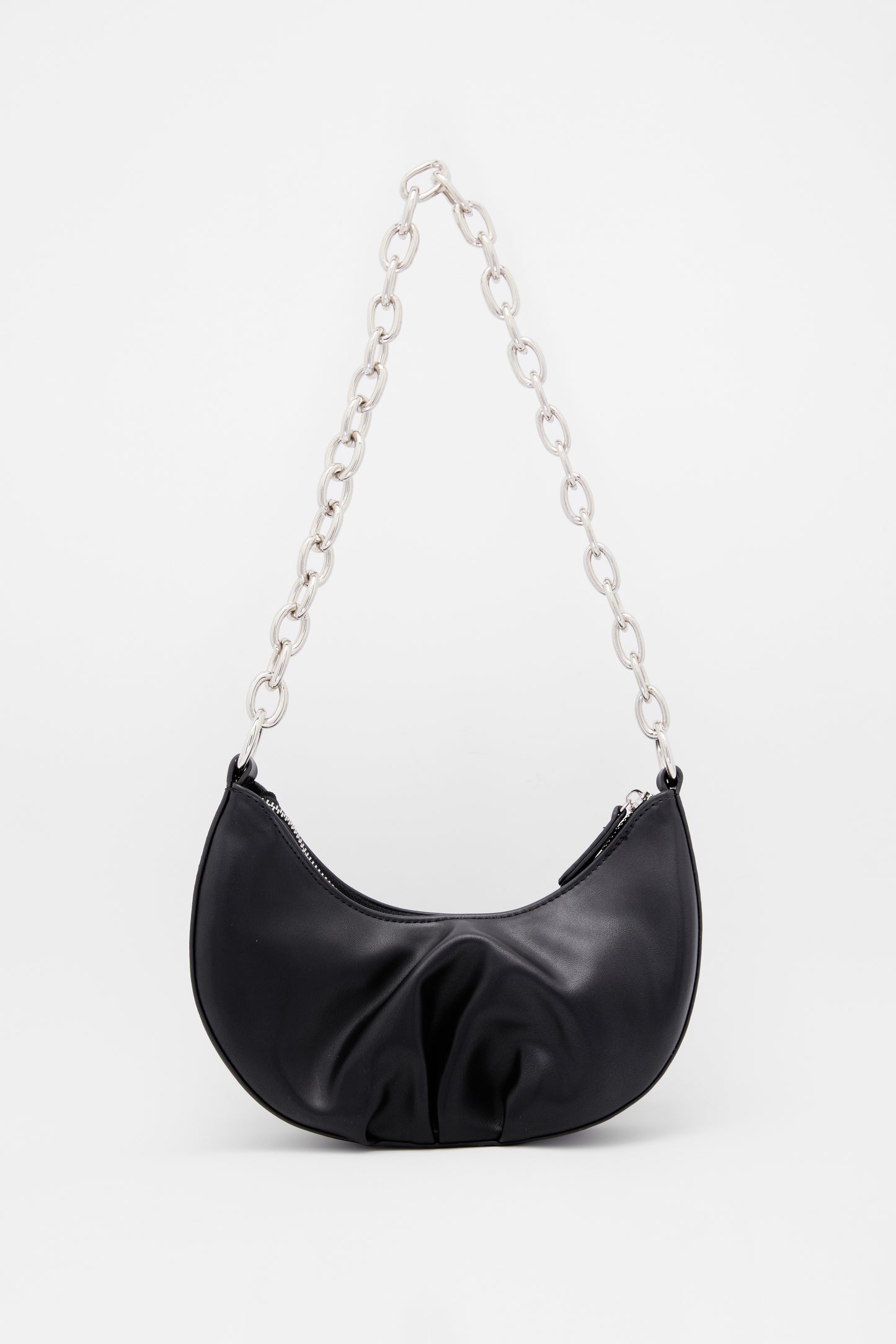 Ruched Chain Bag, Black