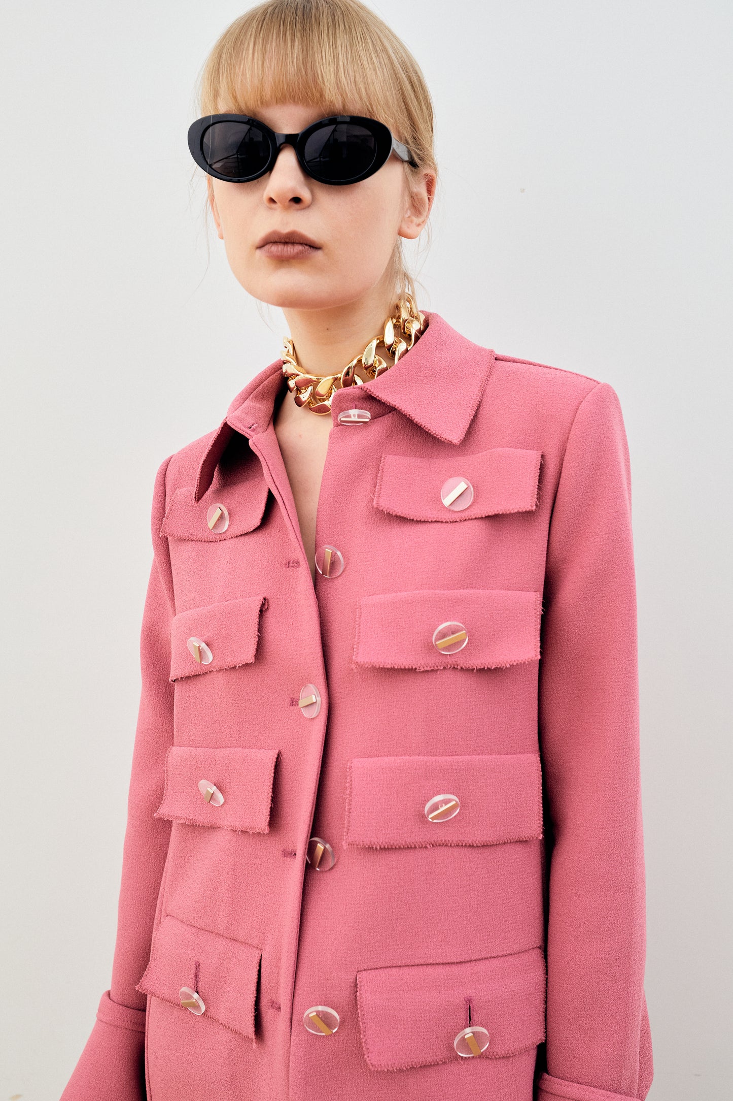 Tweed Jacket With Buttons, Pink