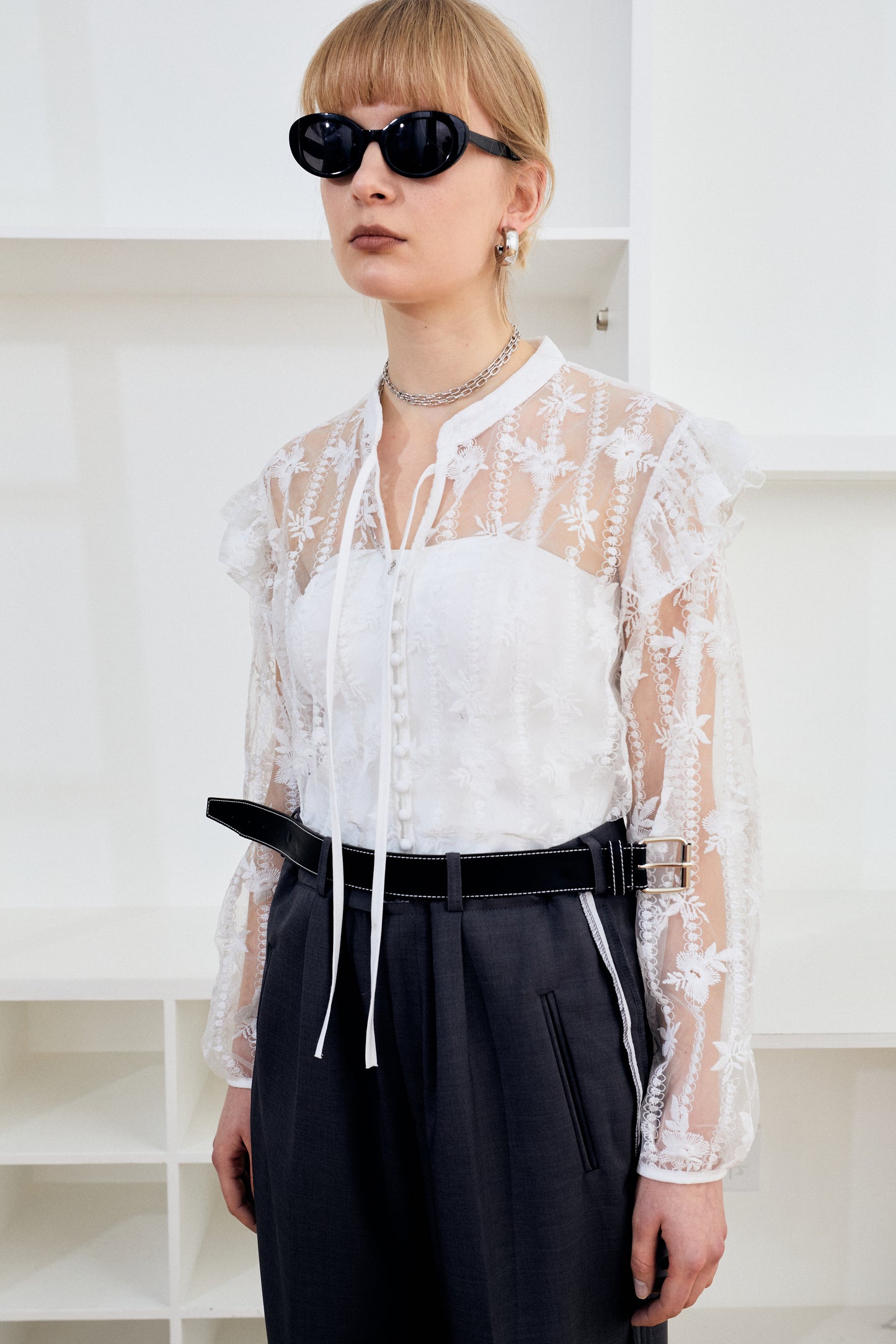 Lace Embroidered Blouse, White