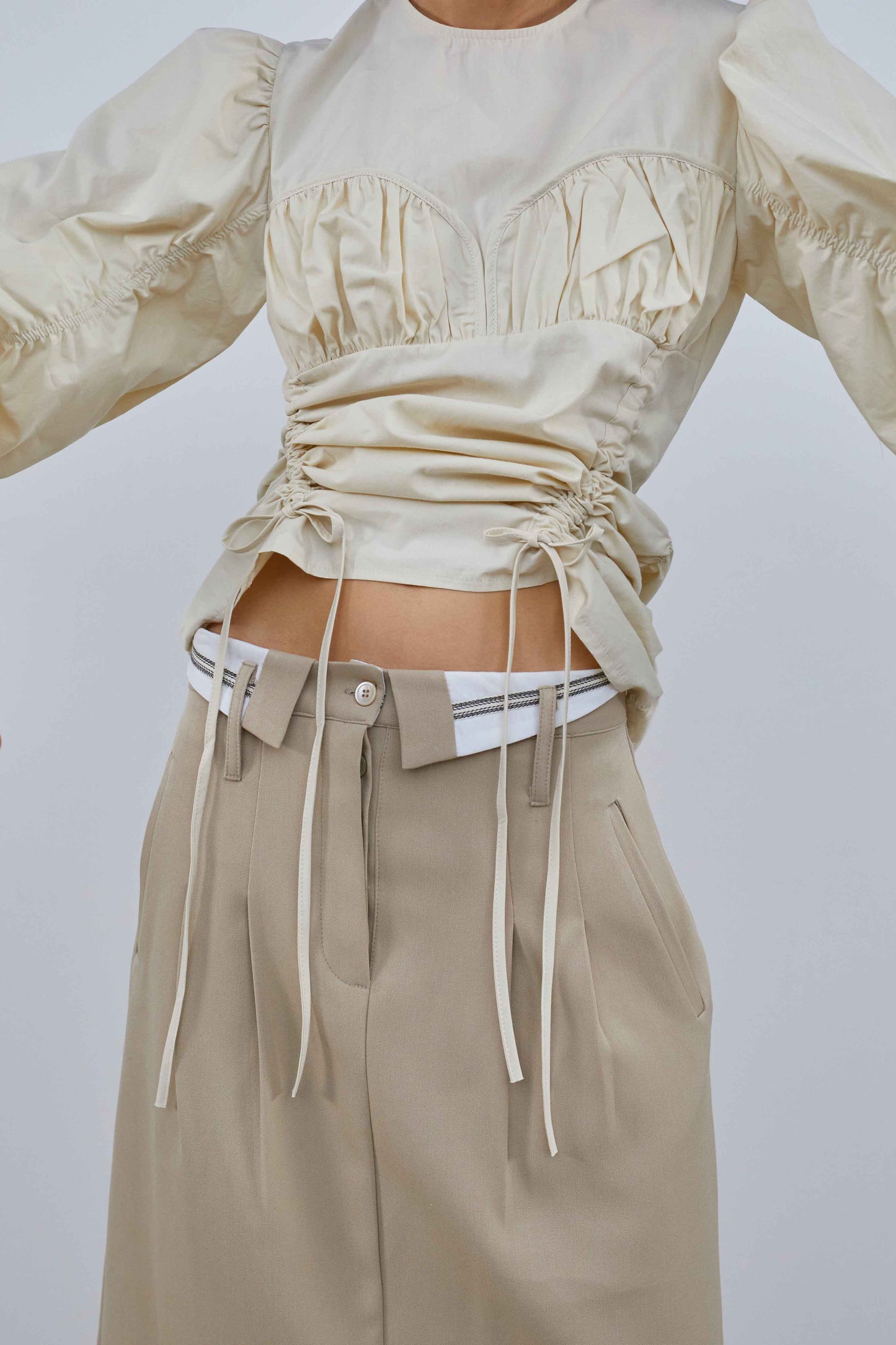 Inside Out Waistband Skirt, Beige