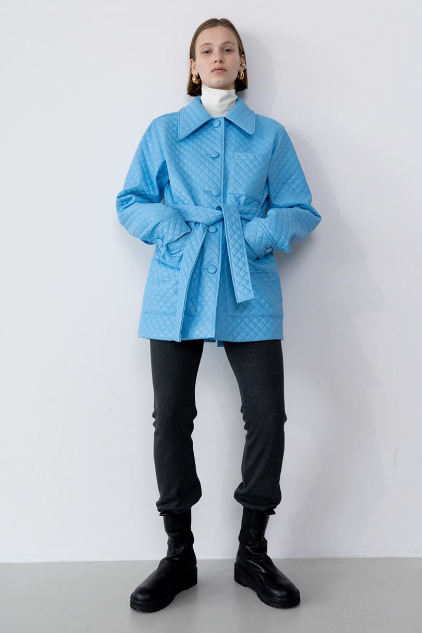 Quilted Shirt Jacket, Sky Blue